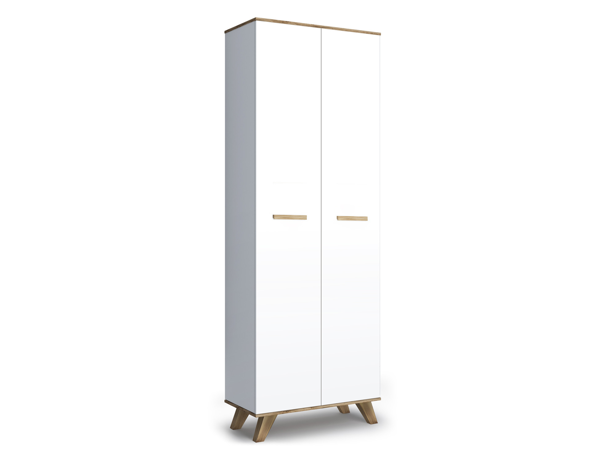Шкаф 800 высокий Вега Скандинавия Глянец белый, Коричневый, МДФ, ЛДСП комод первый мебельный вега скандинавия