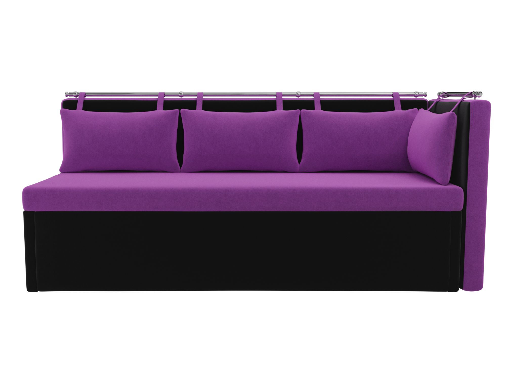 Кухонный диван Метро Правый Фиолетовый, Черный, ДСП, Брус кухонный угловой диван артмебель метро микровельвет фиолетово черный угол правый