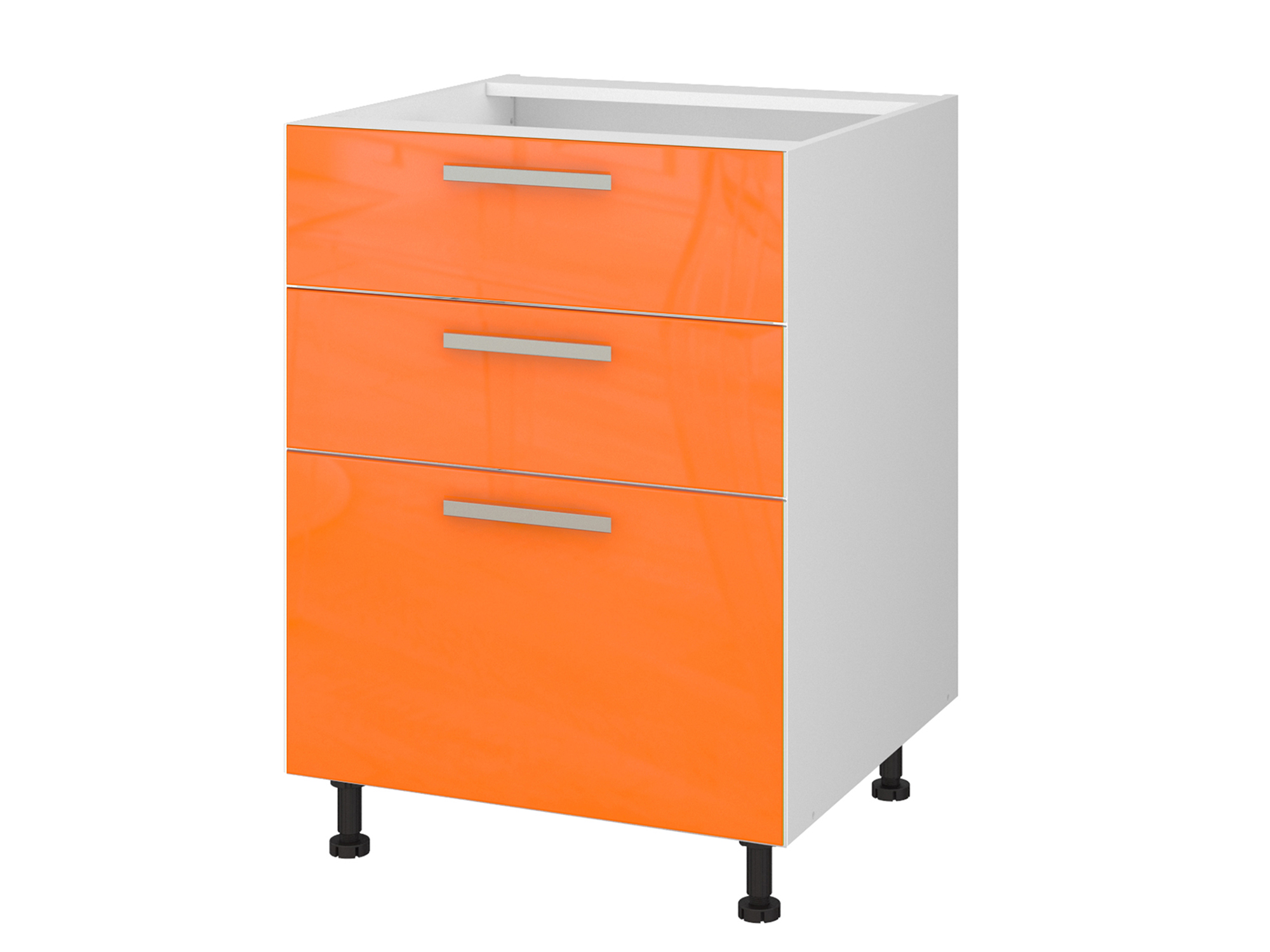 Шкаф напольный с 3-мя ящиками Хелена 60 см Оранжевый, Белый, МДФ, Пленка ПВХ, ЛДСП