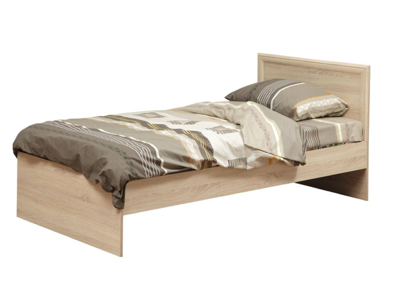 Кровать одинарная с настилом 21.55 (900 мм) дуб сонома Дуб Сонома, Бежевый, ЛДСП