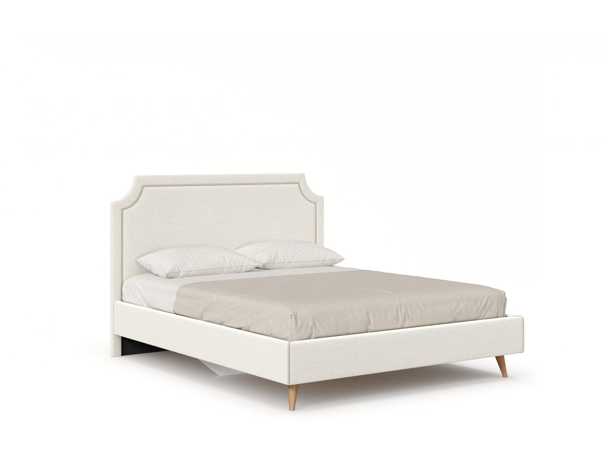бетти кровать двуспальная 1600 мягкая с кроватным основанием серый ткань capri 24 Николь Кровать 1600 с кроватным основанием (Молочный/Светло-серый)
