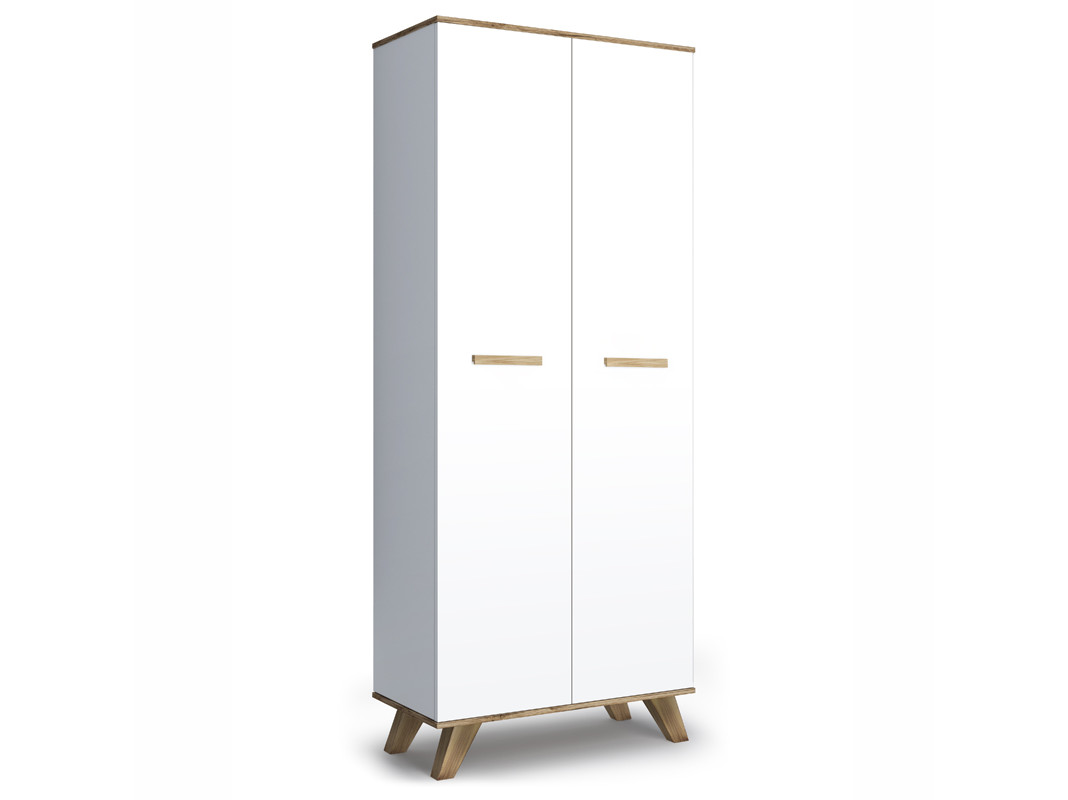Шкаф для одежды 800 Вега Скандинавия «белый глянец», Коричневый, МДФ, ЛДСП