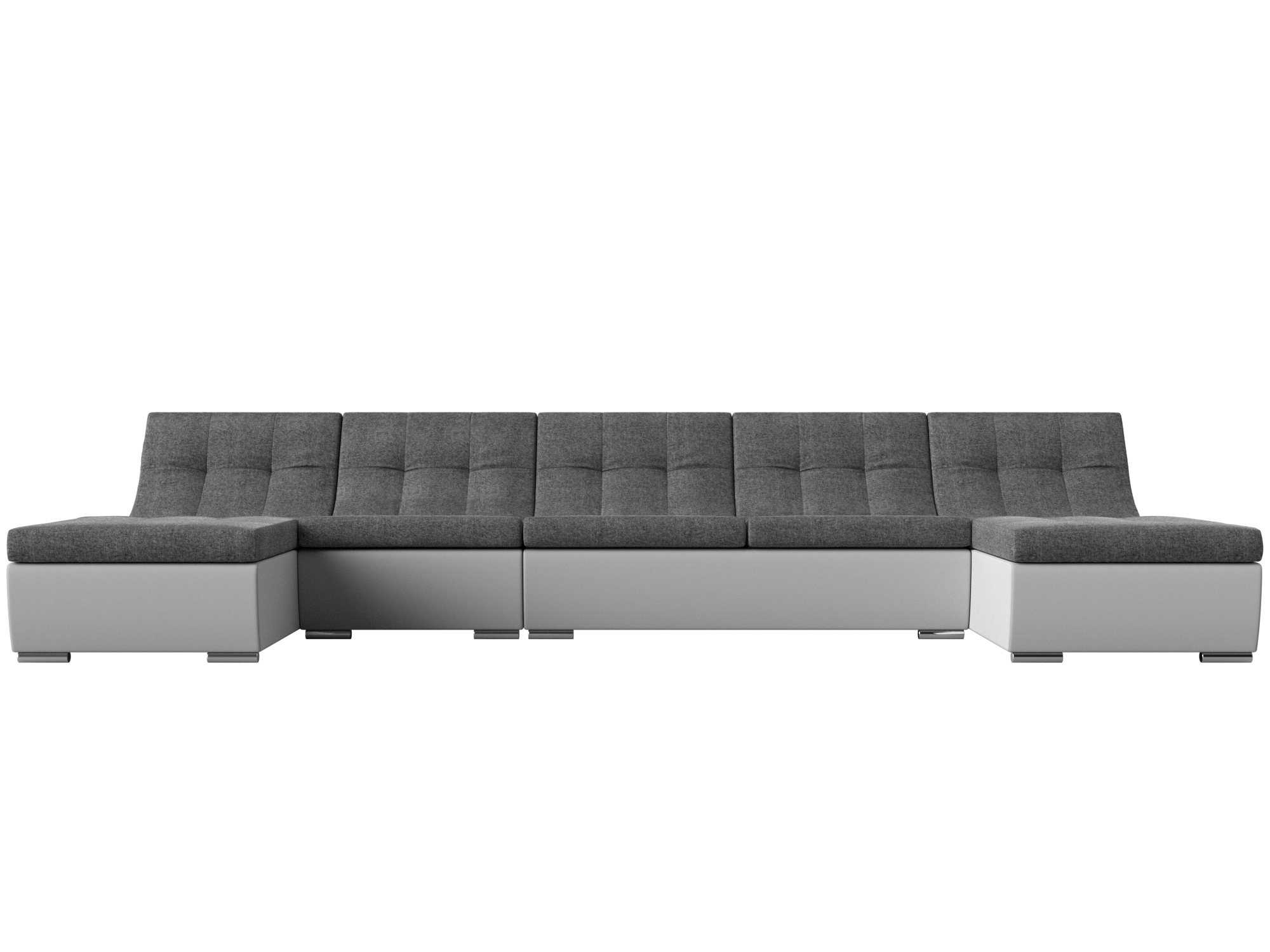 П-образный модульный диван Монреаль Long MebelVia Серый, Белый, Рогожка, Экокожа, ЛДСП