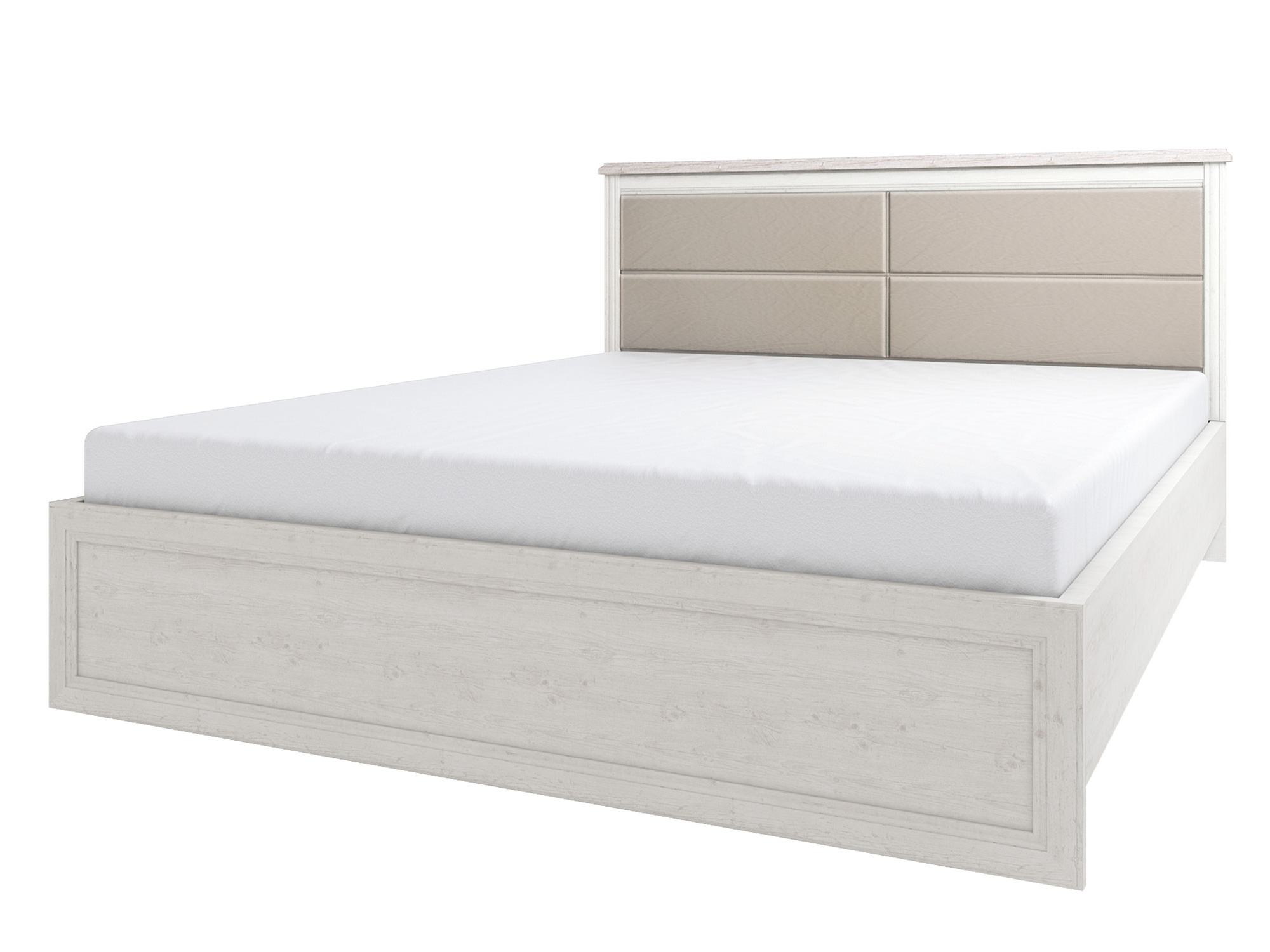 цена Кровать с мягким элементом Monako (160x200) Сосна Винтаж, , ЛДСП