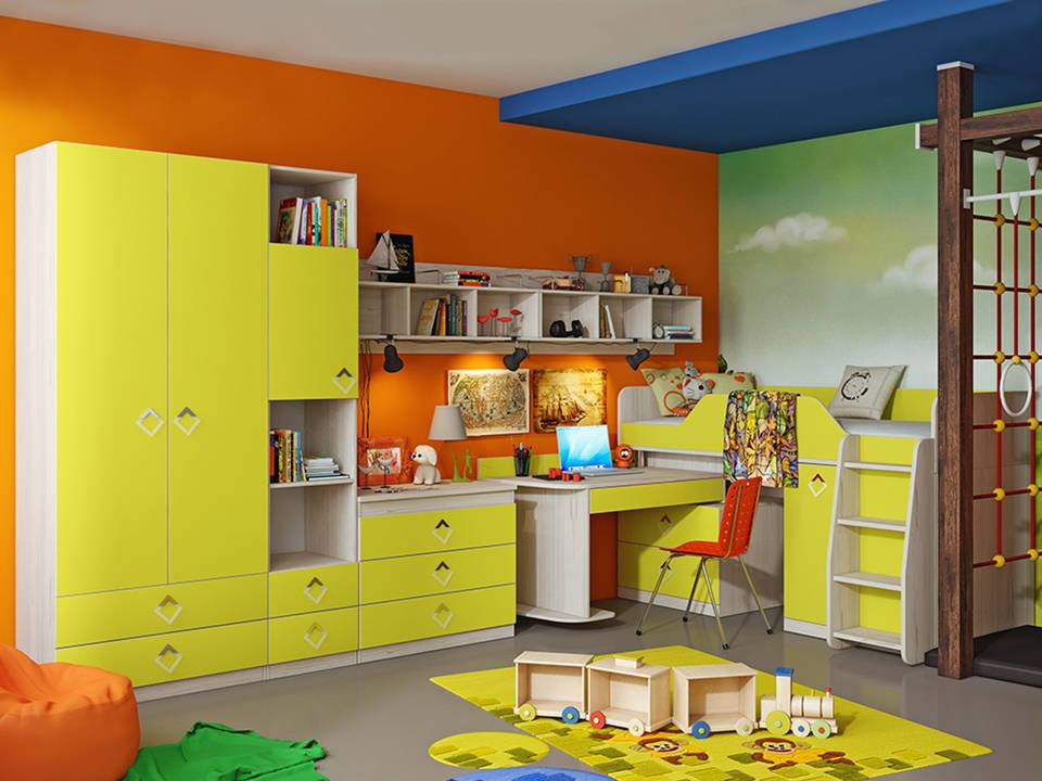 Детская Аватар 2 Лайм, Желтый, Зеленый, Бежевый, ЛДСП шкаф для одежды и белья аватар лайм желтый зеленый бежевый лдсп