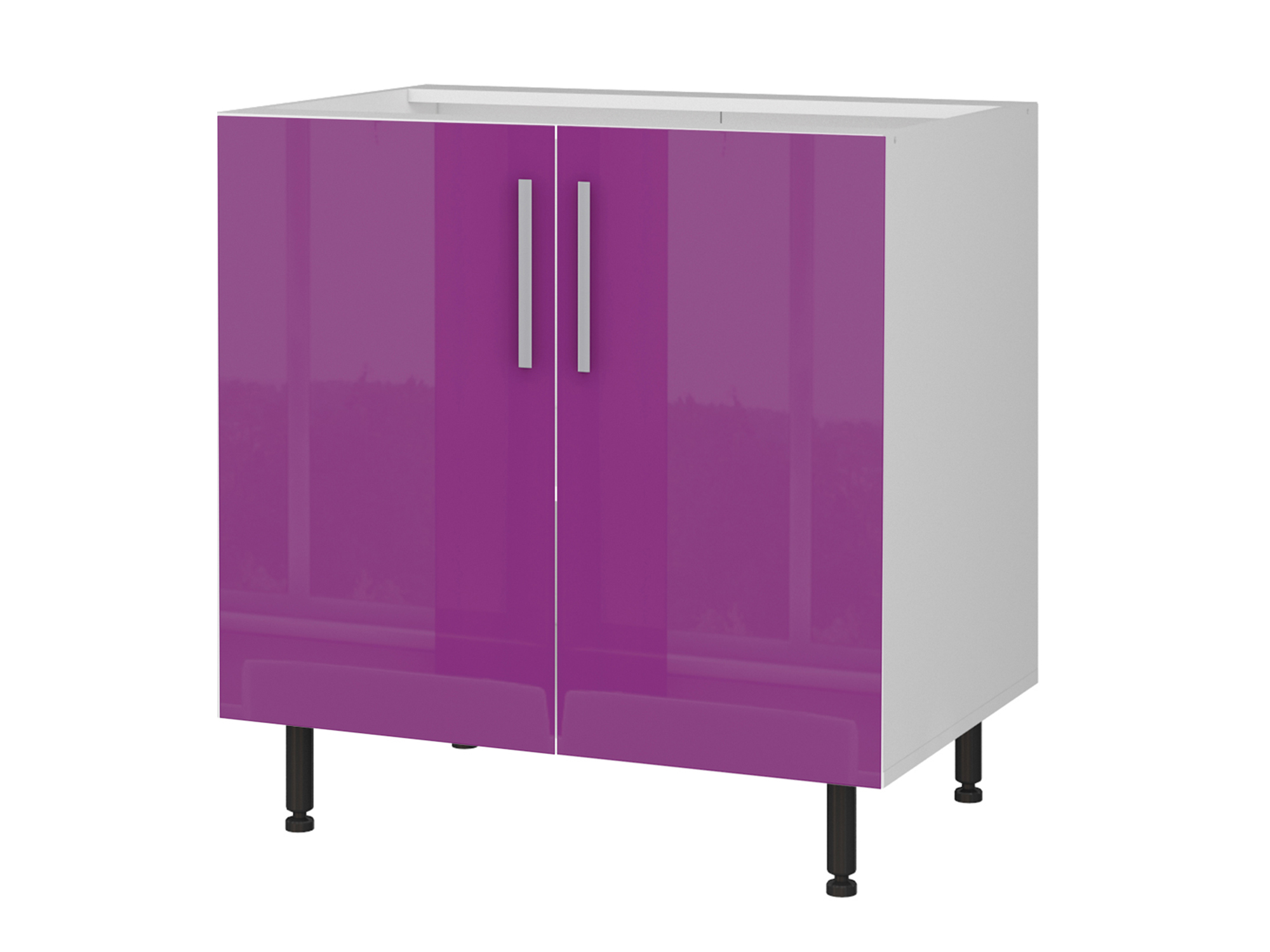 Шкаф напольный двухдверный Хелена 80 см Фиолетовый глянец, Фиолетовый, Белый, МДФ, Пленка ПВХ, ЛДСП