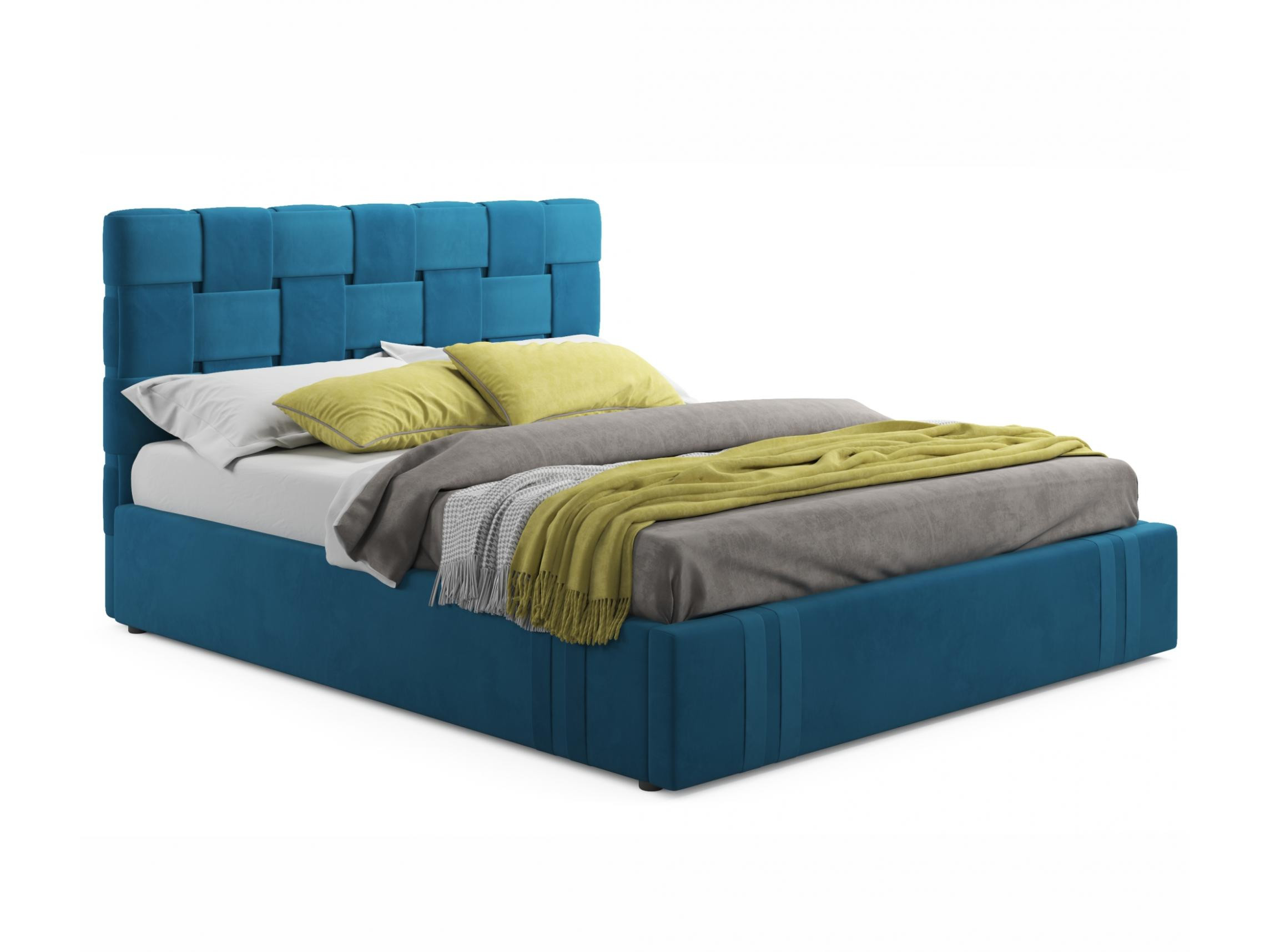 Мягкая кровать Tiffany 1600 синяя с подъемным механизмом с матрасом АСТРА синий, Синий, Велюр, ДСП