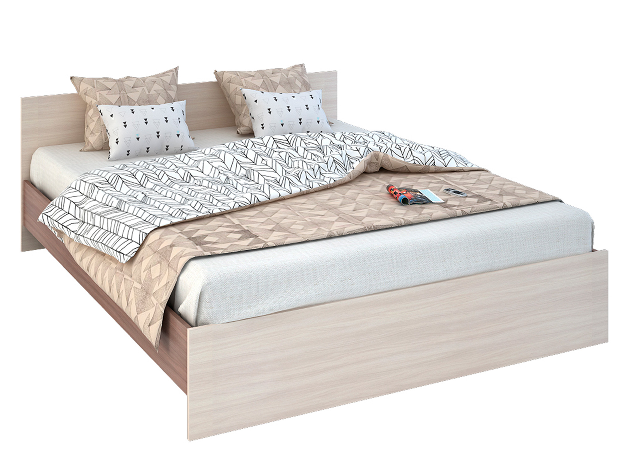 Кровать Баско (160х200) Коричневый, ЛДСП кровать с прикроватным блоком кр 552 баско 160х200 белфорд бежевый коричневый темный лдсп