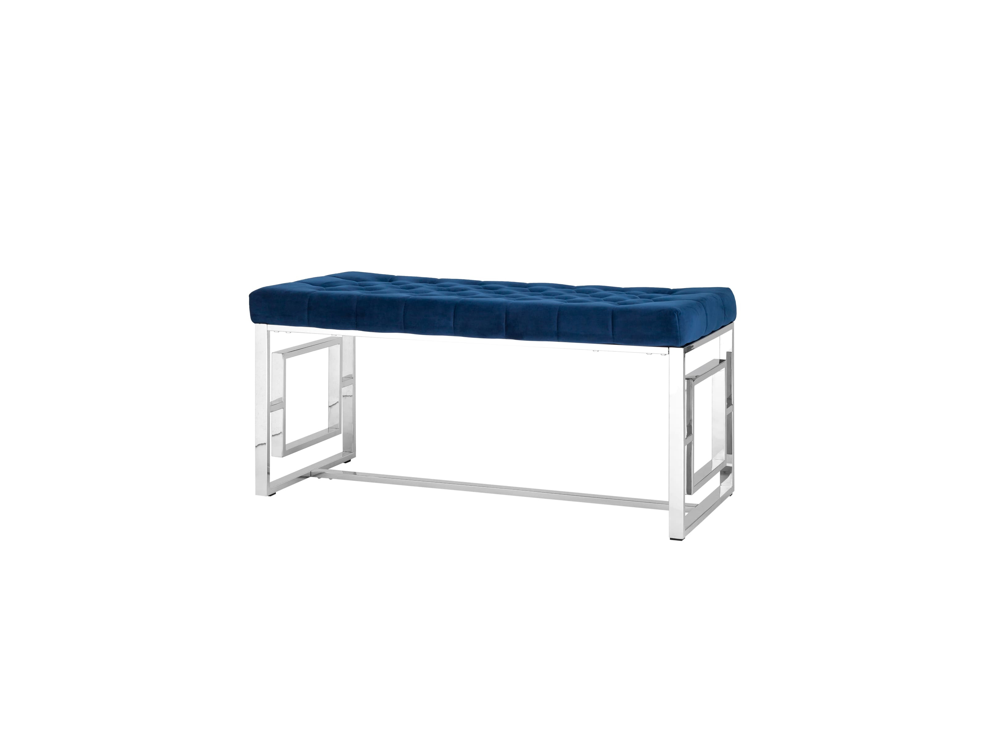 Банкетка-скамейка Stool Group БРУКЛИН Вельвет синий/Сталь серебро  MebelVia Синий, Велюр, Сталь