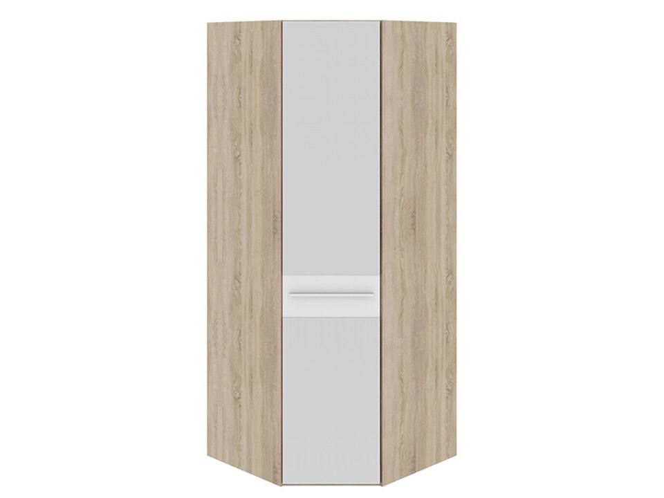 Угловой шкаф с зеркальной дверью Ларго Белый глянец, Белый, Бежевый, ЛДСП, Зеркало