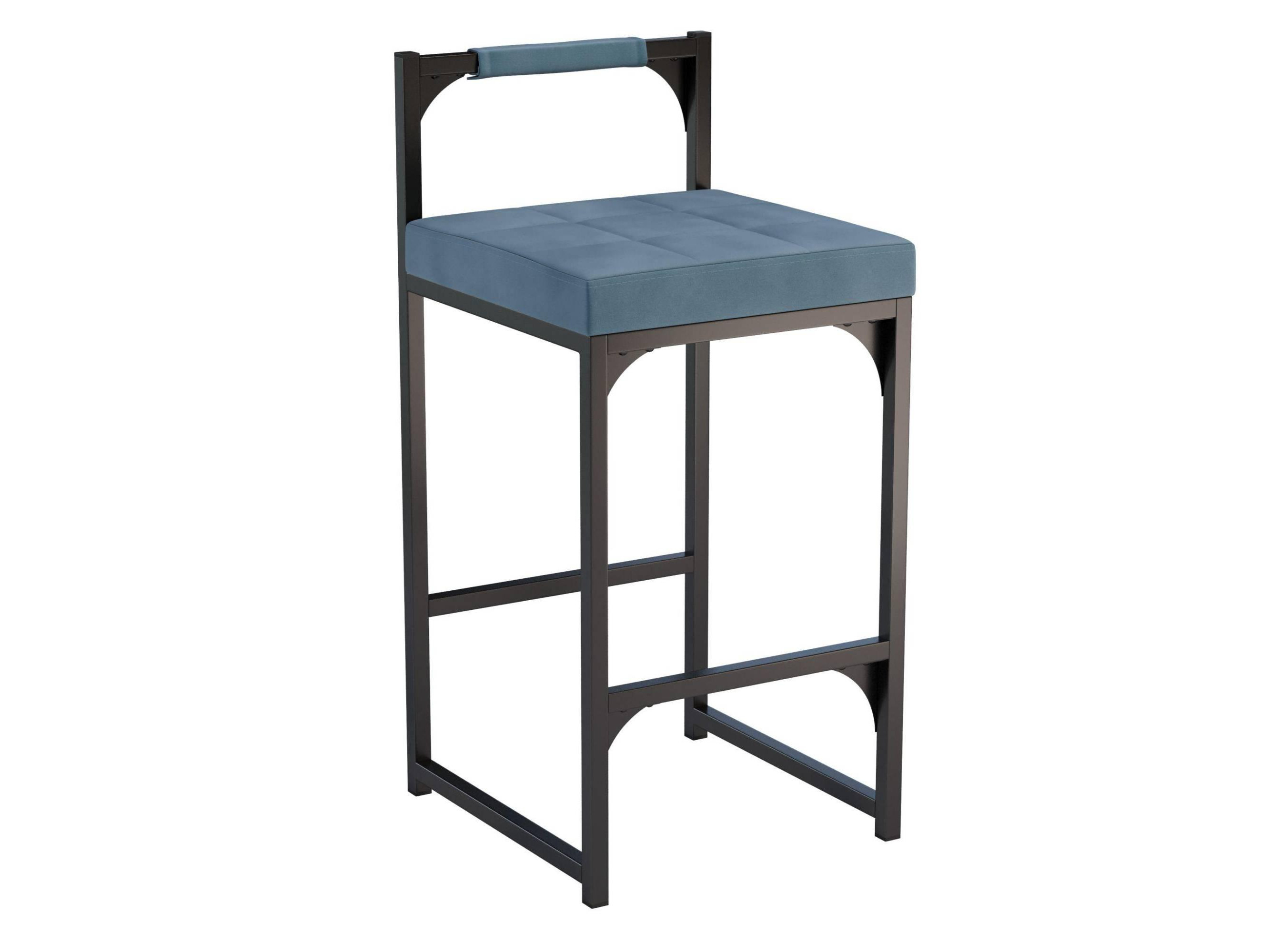 Кантри / стул барный (велюр киото скай/ металл черный) Черный, Металл лео голубой черный стул черный металл