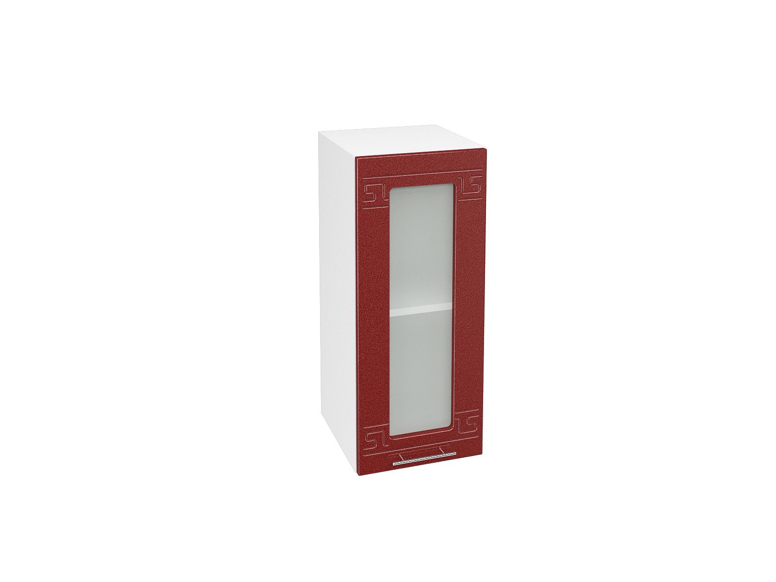 Шкаф навесной со стеклом 300 Греция Гранатовый металлик, Красный, Белый, МДФ, Стекло, ЛДСП