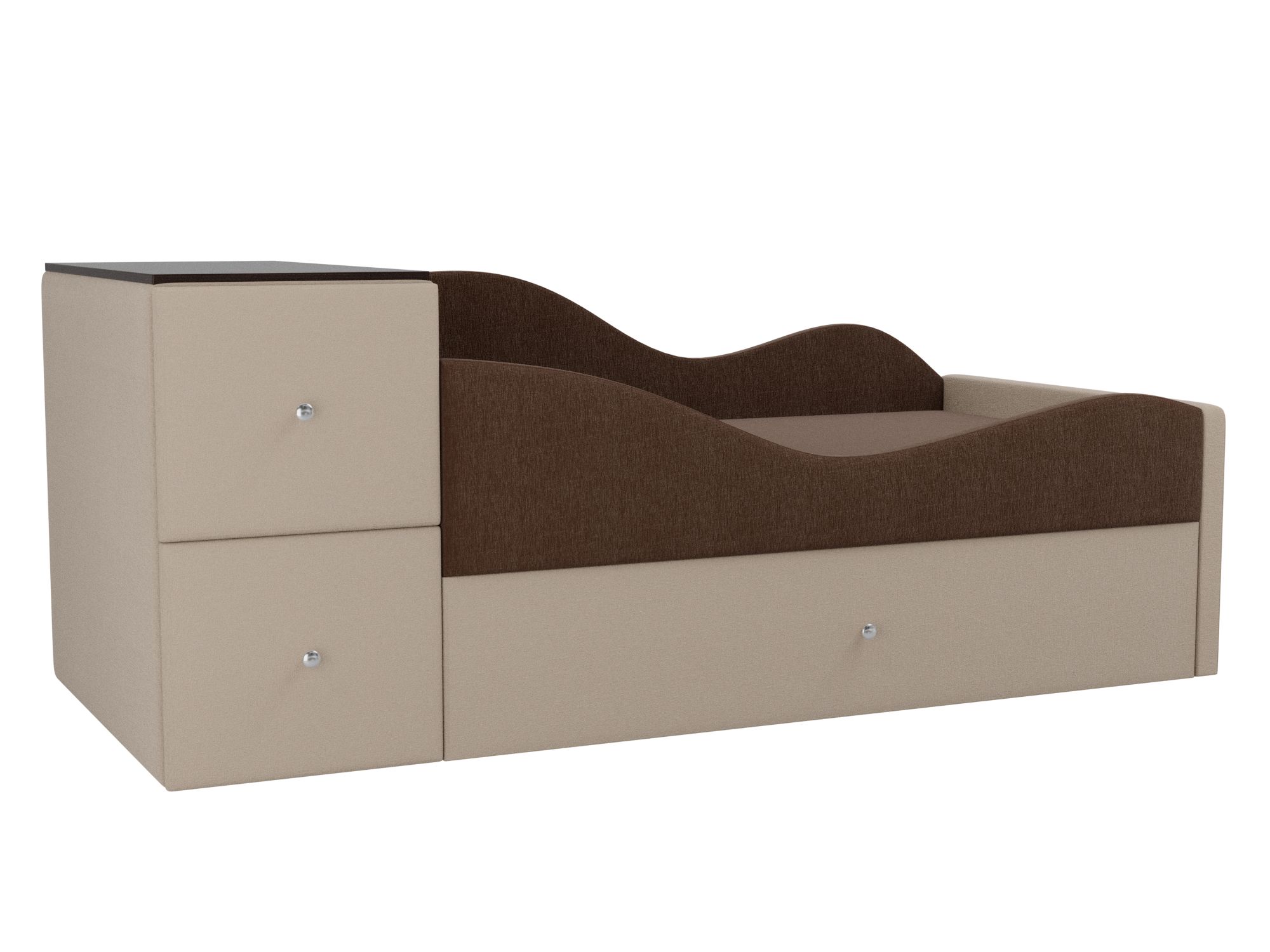 Детская кровать Дельта Правый угол Коричневый, Бежевый, ЛДСП детская кровать мебелико делюкс рогожка коричневый