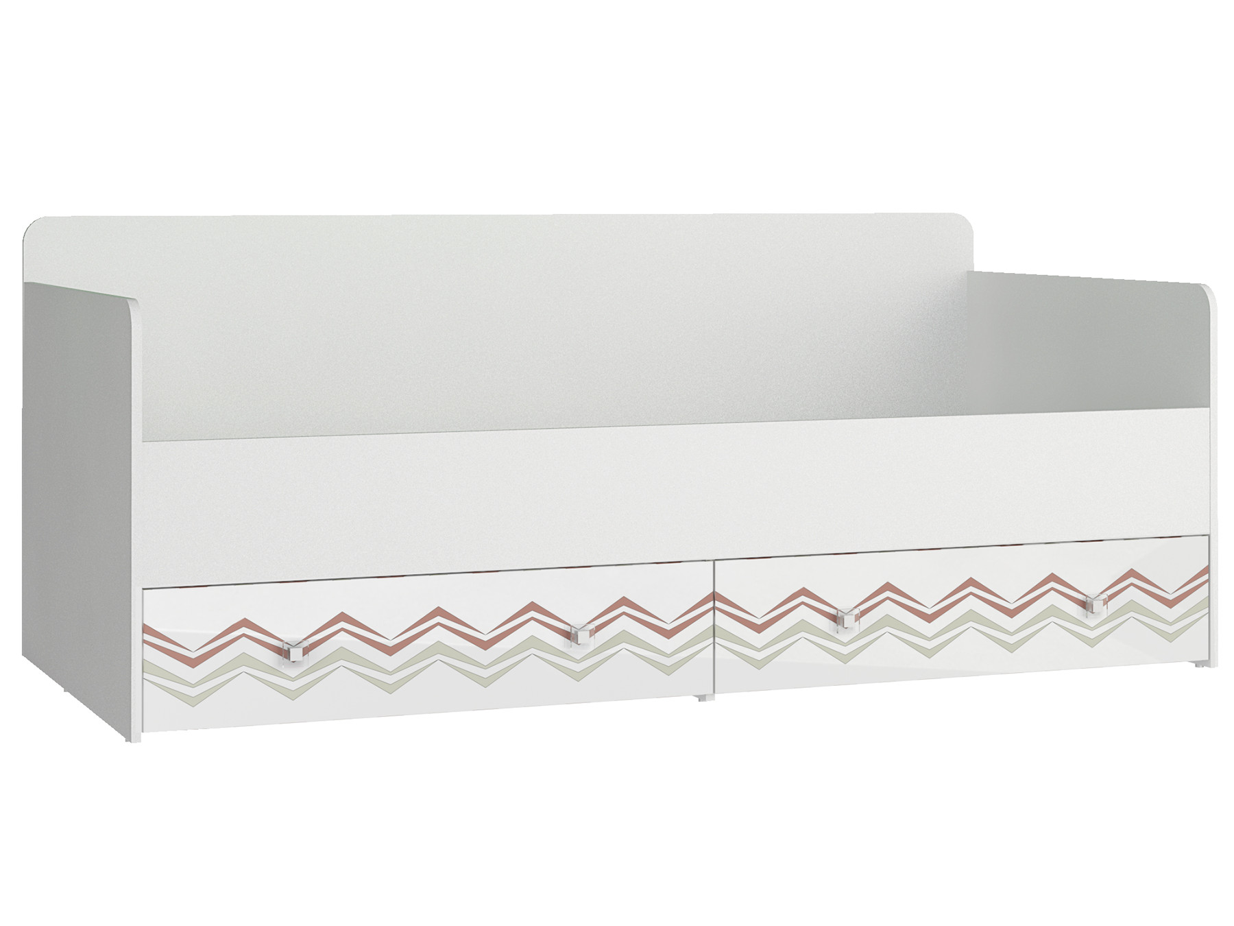 Кровать Модерн - Абрис (90х190) Белый глянец, , Белый, МДФ, ЛДСП кровать с ящиками принцесса 5 90х190 бежевый лдсп