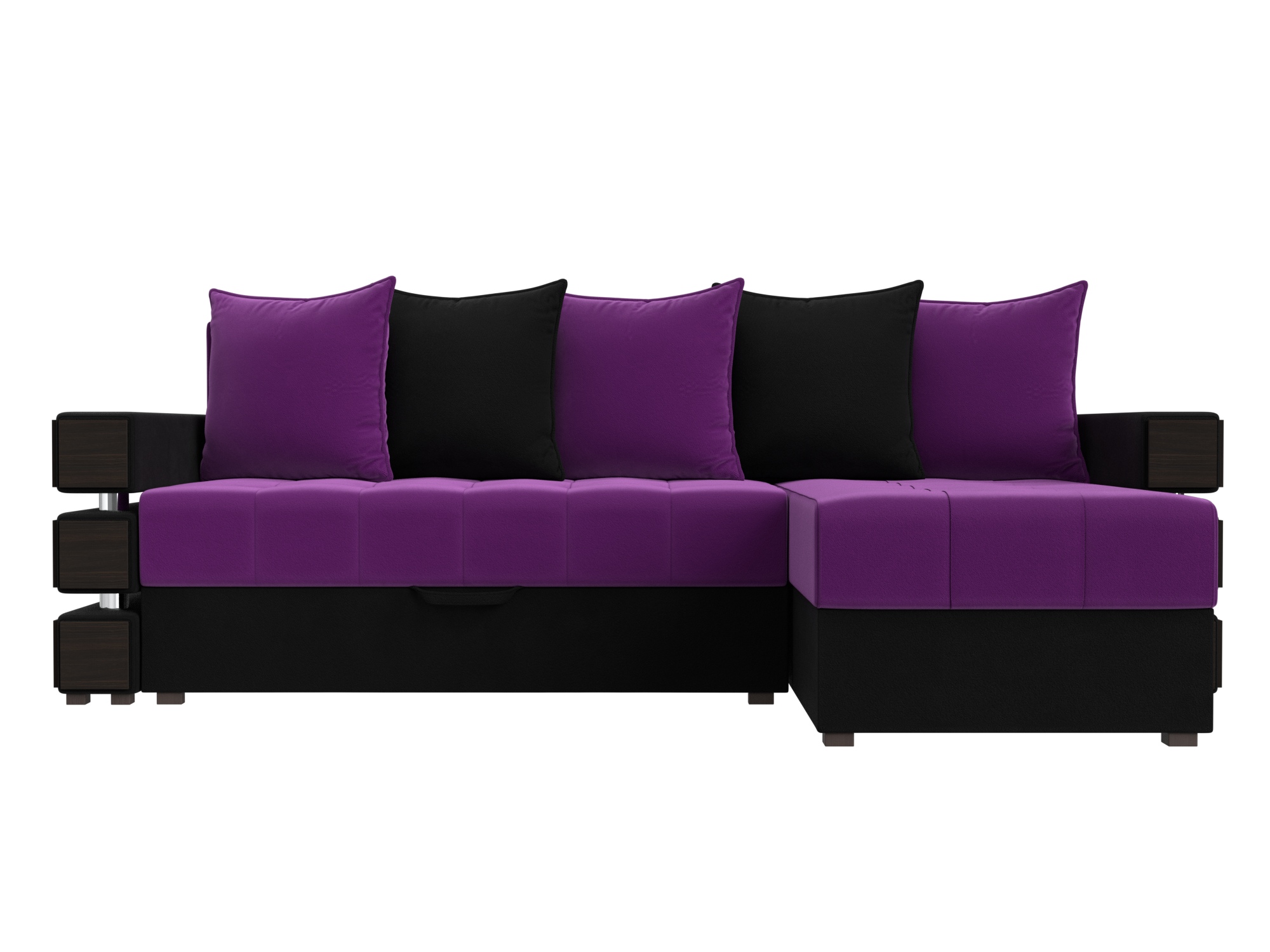 Угловой диван Веста Правый MebelVia Фиолетовый, Черный, Микровельвет, Массив, ЛДСП кухонный угловой диван классик правый фиолетовый черный массив лдсп