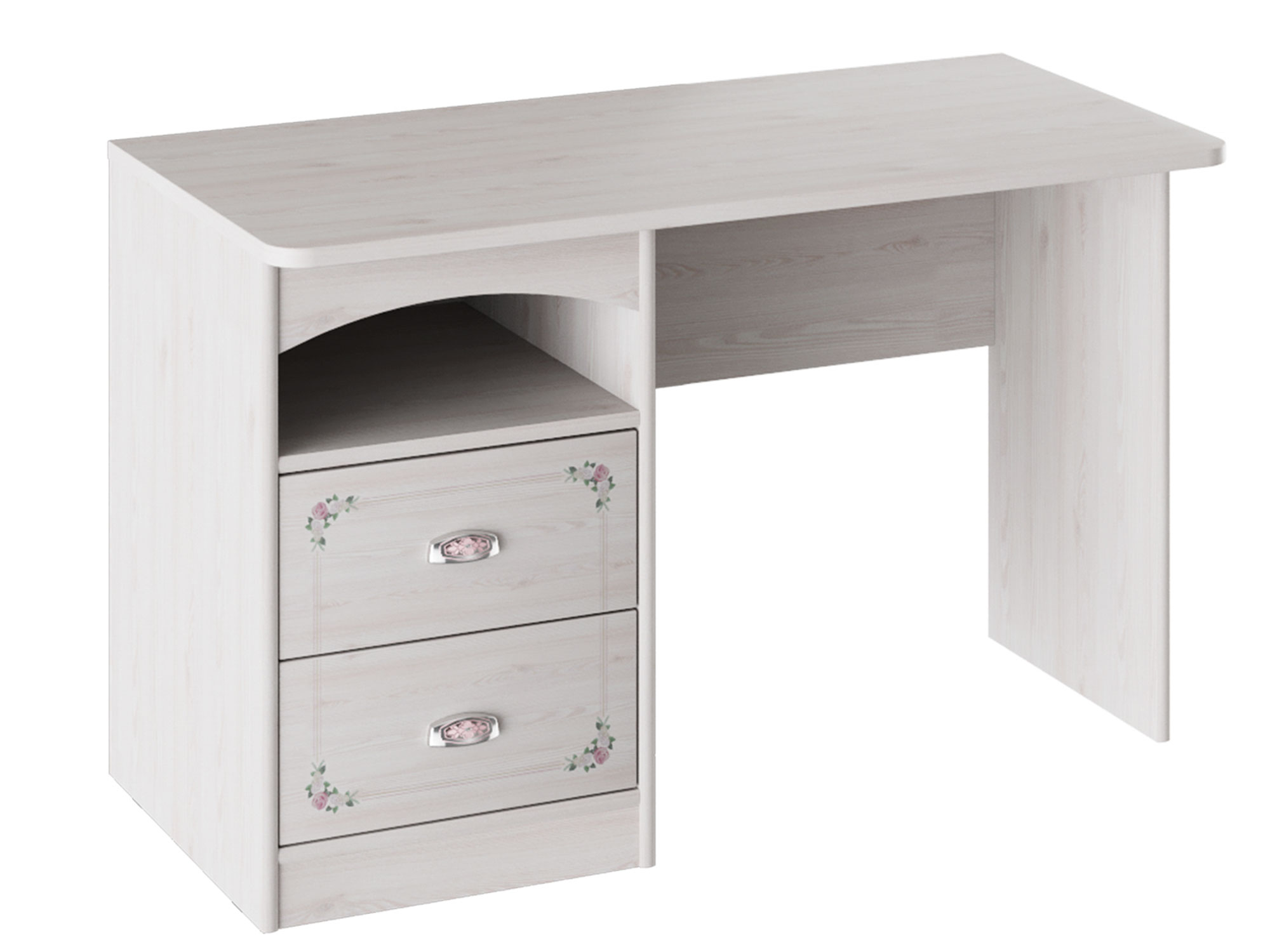 Стол с ящиками Ариэль Лиственница сибиу с рисунком, Белый, ЛДСП шкаф комбинированный ариэль лиственница сибиу с рисунком белый лдсп