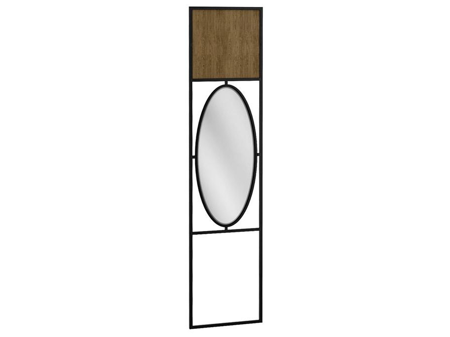 Панель для прихожей с зеркалом Loft Дуб Табак Дуб Табак Галифакс, Черный, Зеркало, Стальная труба