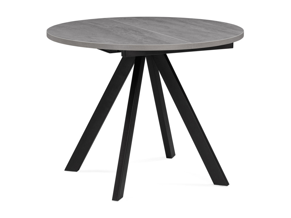 Трейси 90(120)х90х76 бетон / черный Стол деревянный Черный, Металл стол стеклянный лардж 160 205 х90х76