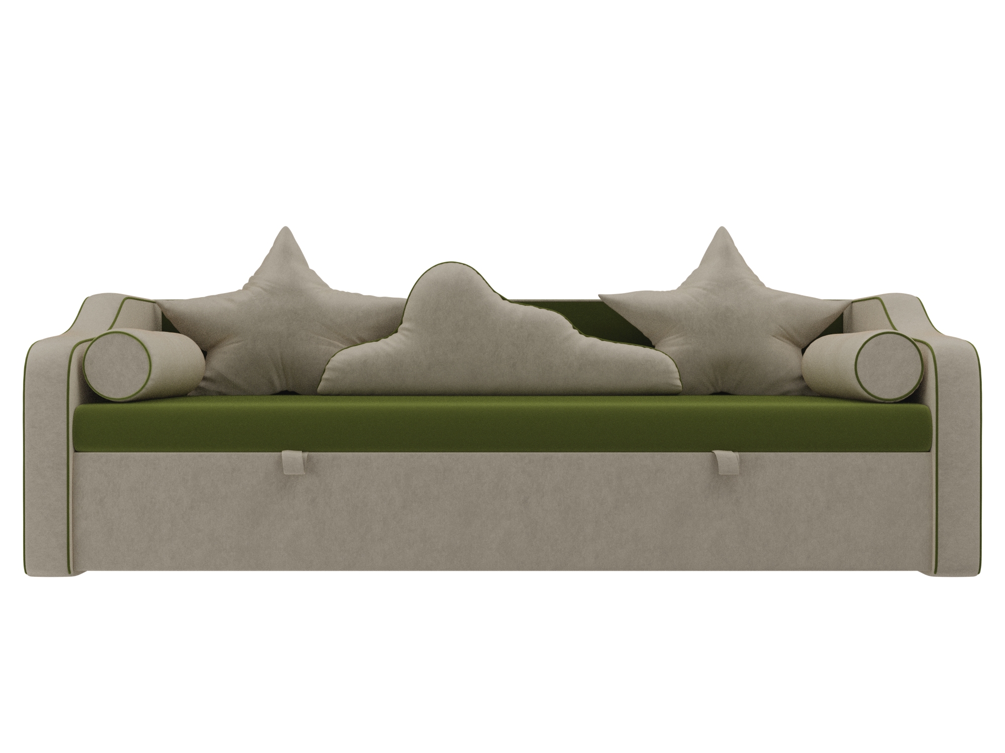 диван кровать портленд коричневый микровельвет Детский диван-кровать Рико MebelVia Зеленый, Бежевый, Микровельвет, ЛДСП