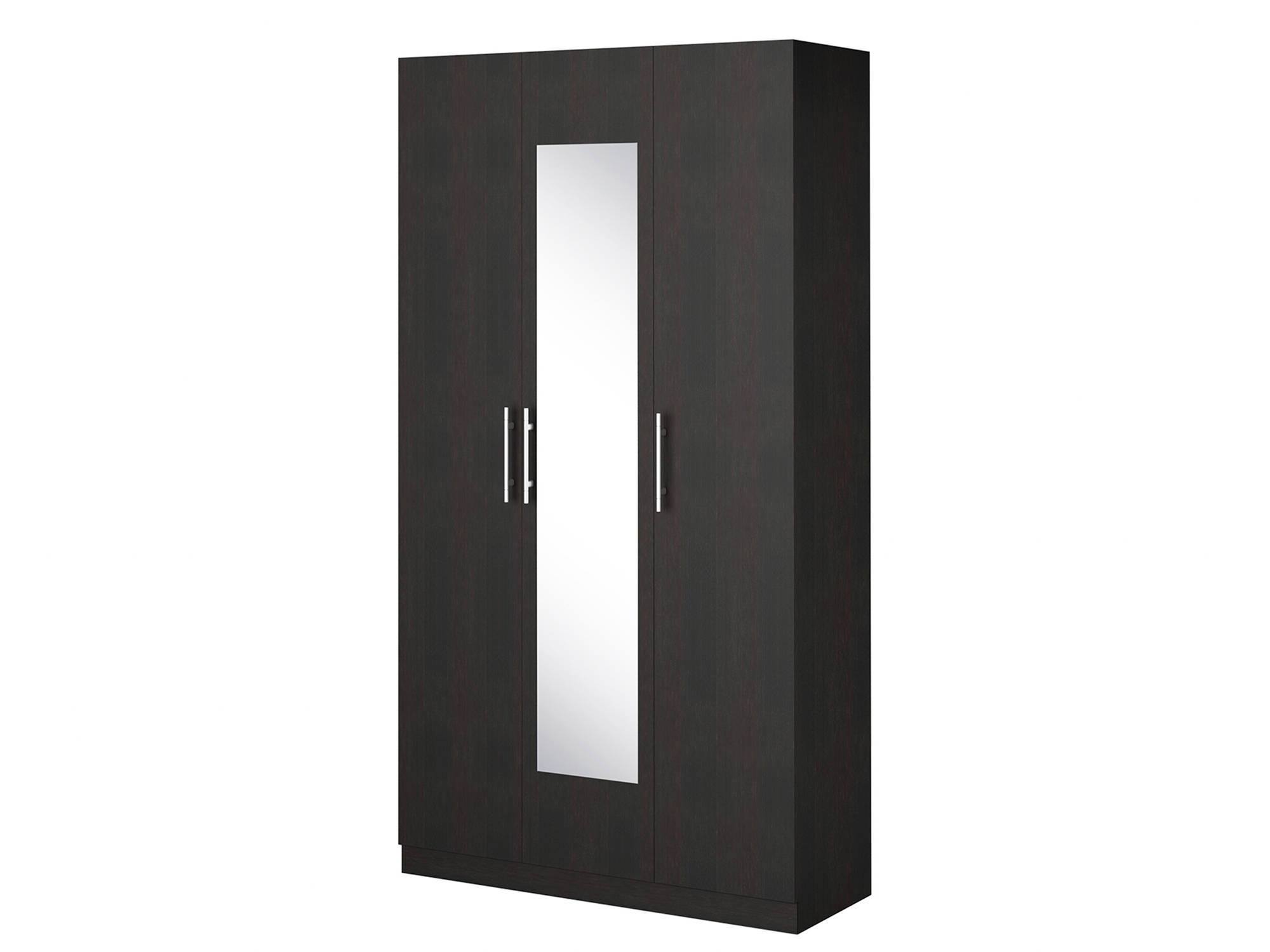 Шкаф 3-х дверный с зеркалом Оливия Дуб феррара, Черный, ЛДСП, Зеркало цена и фото