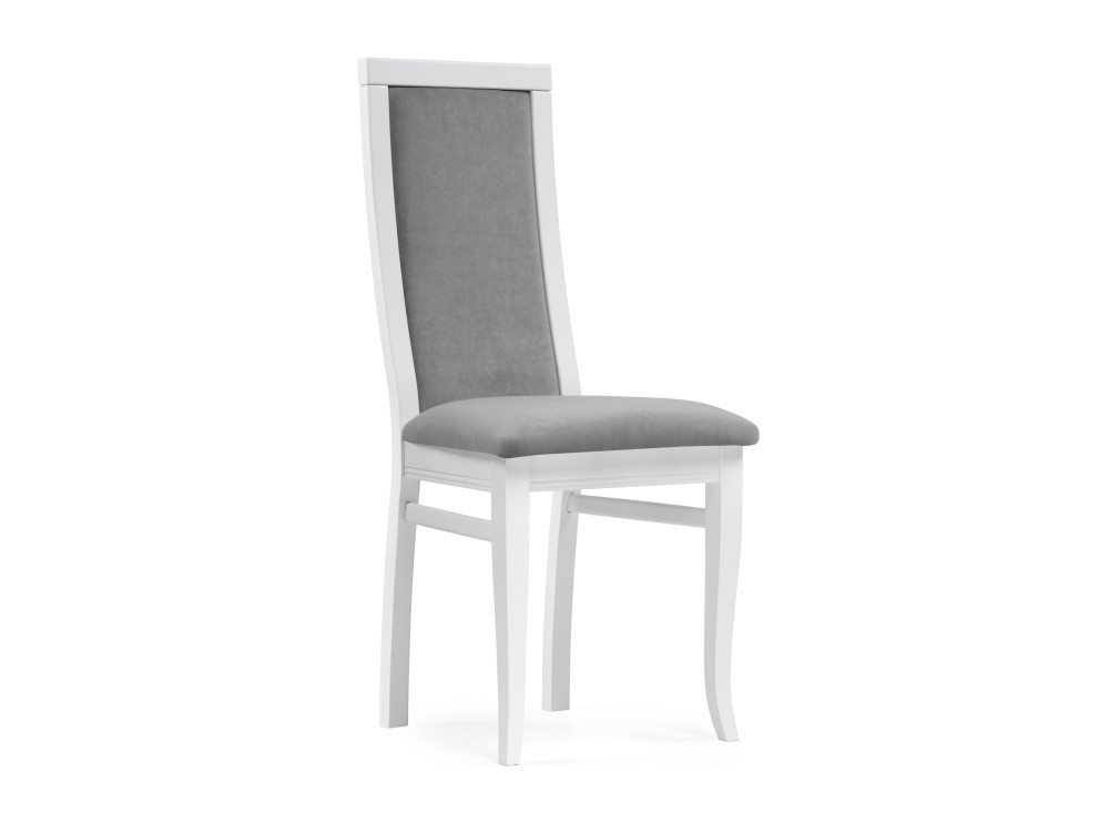 Давиано серый велюр / белый Стул деревянный Белый, Массив бука стул дублин натуральный серый серый массив