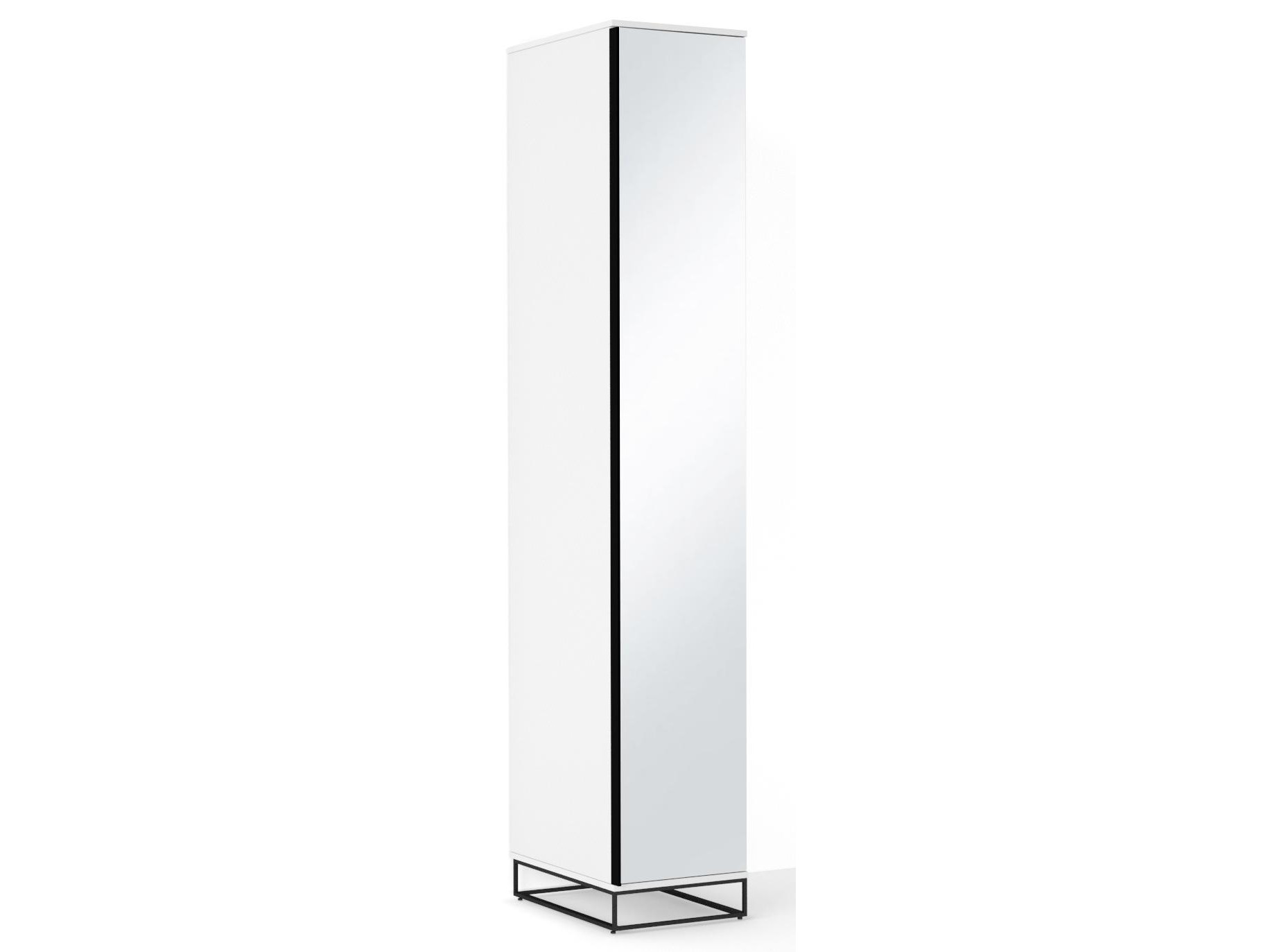 Шкаф-пенал с зеркалом City глубина 60 см. белый Черный, Зеркало, ЛДСП цена и фото