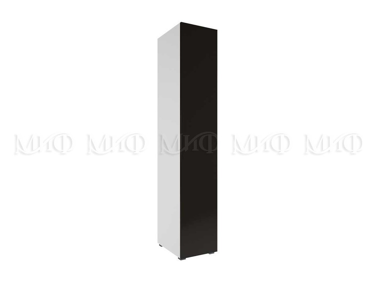шкаф настенный однодверный со стеклом black stone коричневый лдсп мд Флорис ШК-002 Шкаф однодверный, черный МДФ, ЛДСП
