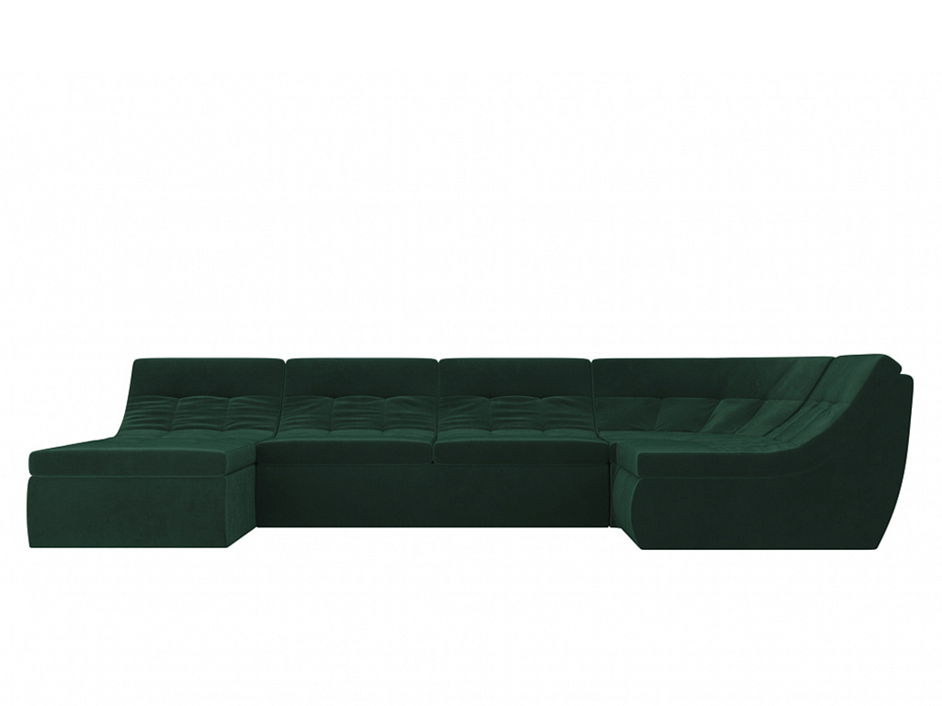 П-образный модульный диван Холидей MebelVia Зеленый, Велюр, ЛДСП, Брус, Фанера п образный модульный диван холидей механизм дельфин рогожка цвет серый