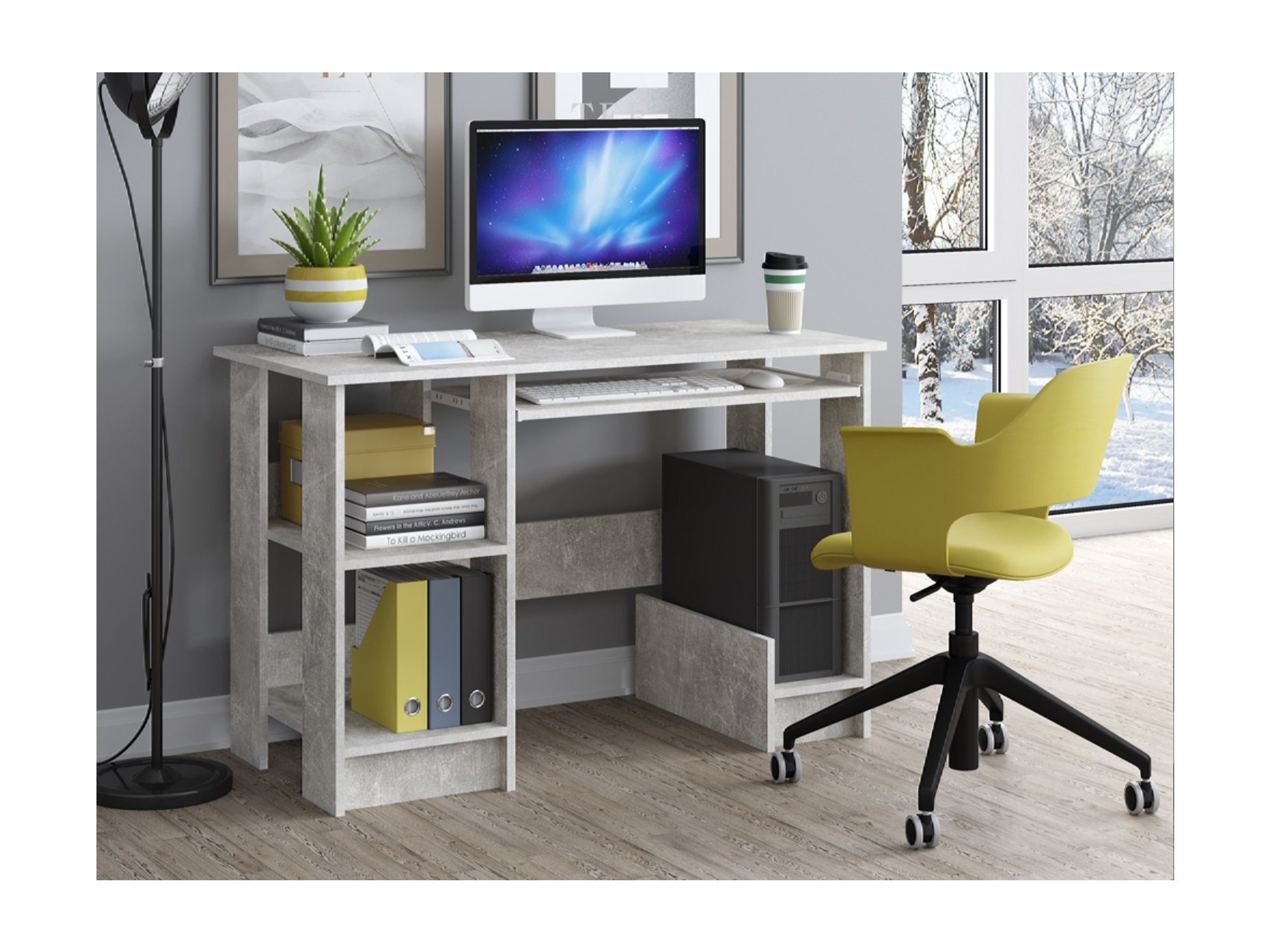 Компьютерный стол СК-15 (Ателье светлый) Серый, ЛДСП мебелеф компьютерный стол мебелеф 15