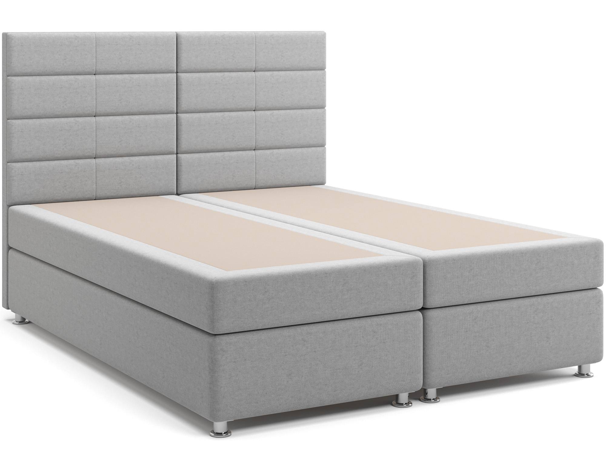 цена Кровать с матрасом и зависимым пружинным блоком Гаванна (160х200) Box Spring Светло-серый, ДСП, ДВП