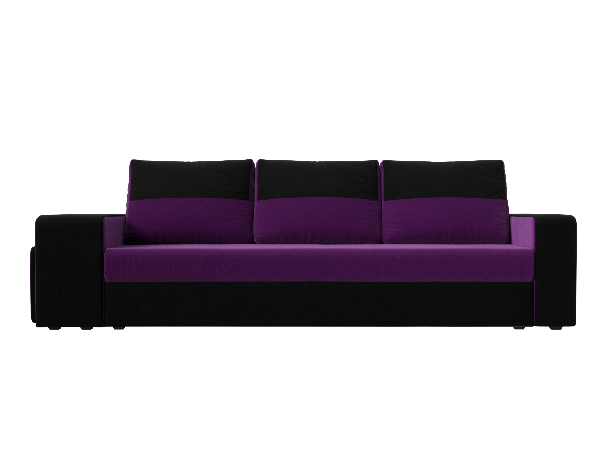 Диван Мустанг с двумя пуфами MebelVia Фиолетовый, Черный, Вельвет, ЛДСП прямой диван с двумя пуфами лига диванов мустанг вельвет черный фиолетовый
