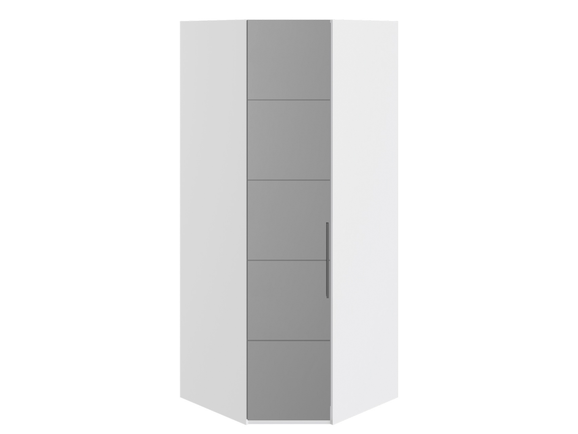 Шкаф угловой с 1 зеркальной дверью L Наоми Белый глянец, Белый, МДФ, Зеркало, ЛДСП шкаф комбинированный с 1 дверью наоми джут мдф стекло лдсп