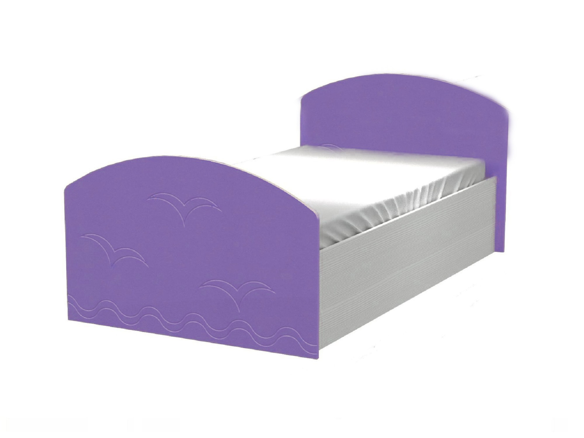 Юниор-2 Детская кровать 80, металлик (Сиреневый металлик, Дуб белёный) Дуб белёный, МДФ, ЛДСП юниор 2 детская кровать 80 металлик фиолетовый металлик дуб белёный фиолетовый металлик мдф лдсп