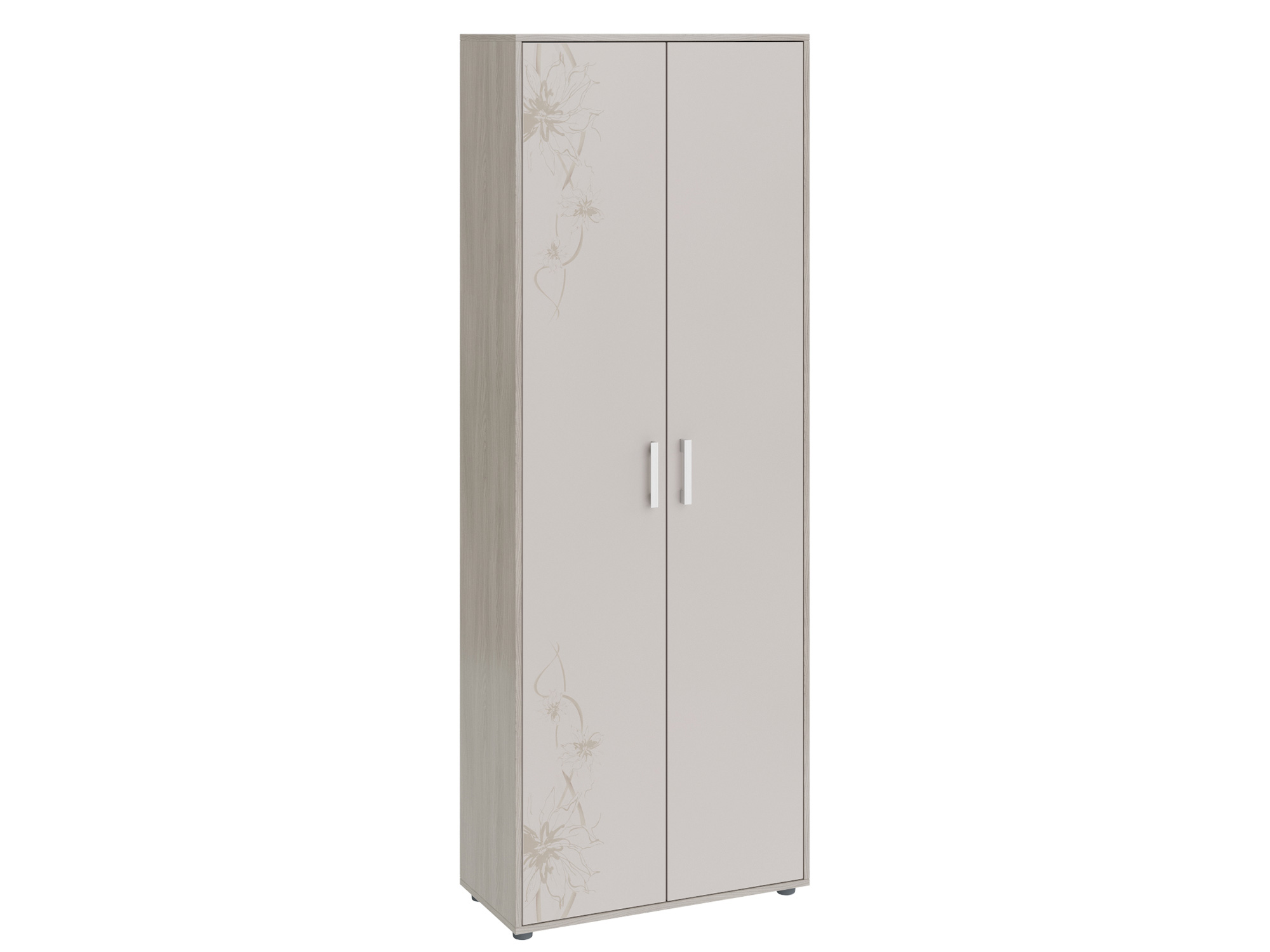 Шкаф комбинированный тип 2 Витра Ясень шимо, Сатин матовый с рисунком, Коричневый, ЛДСП