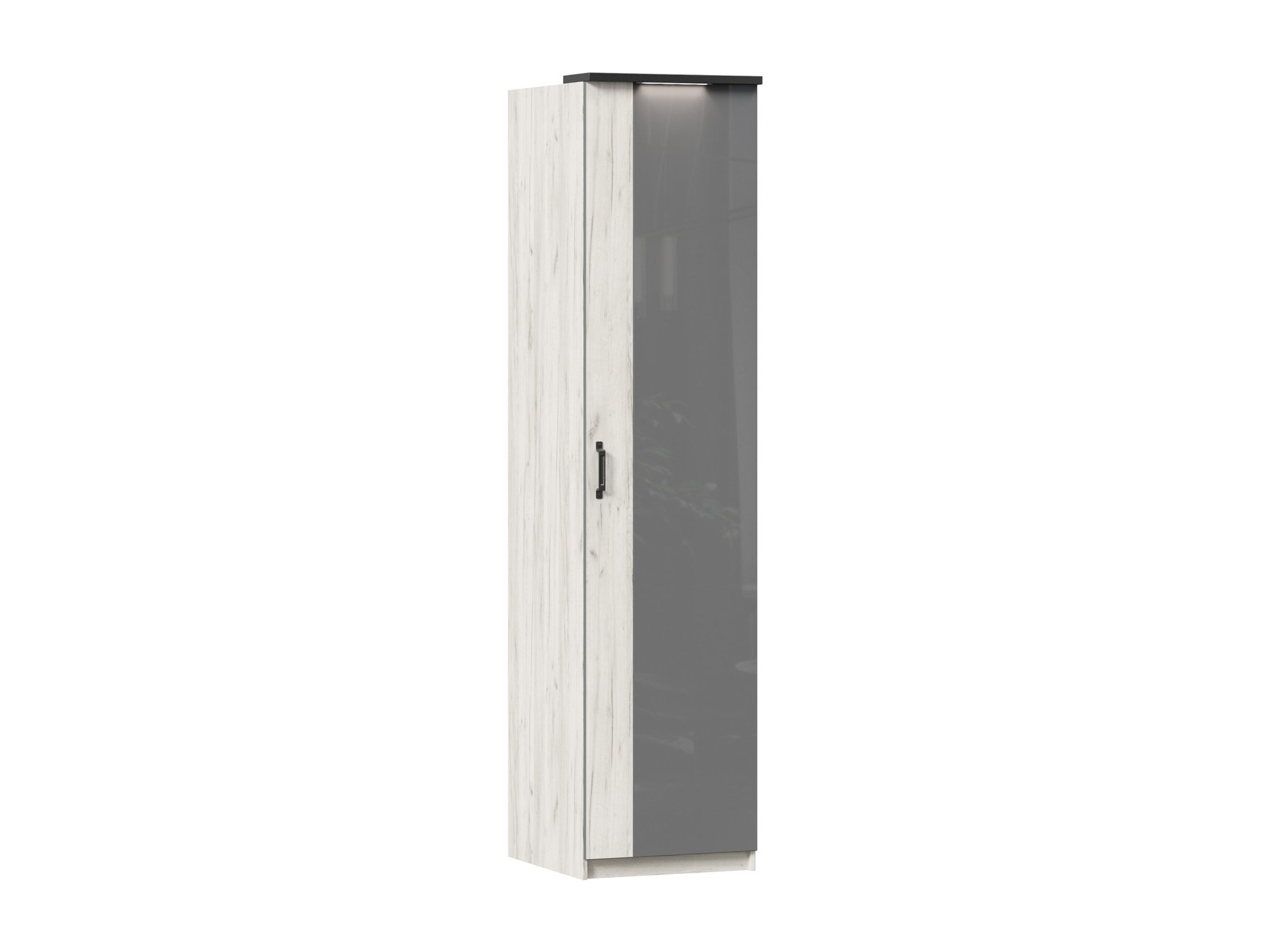 Техно Шкаф одностворчатый с комбинированной дверью (Дуб Крафт белый/Серый шифер) Белый
