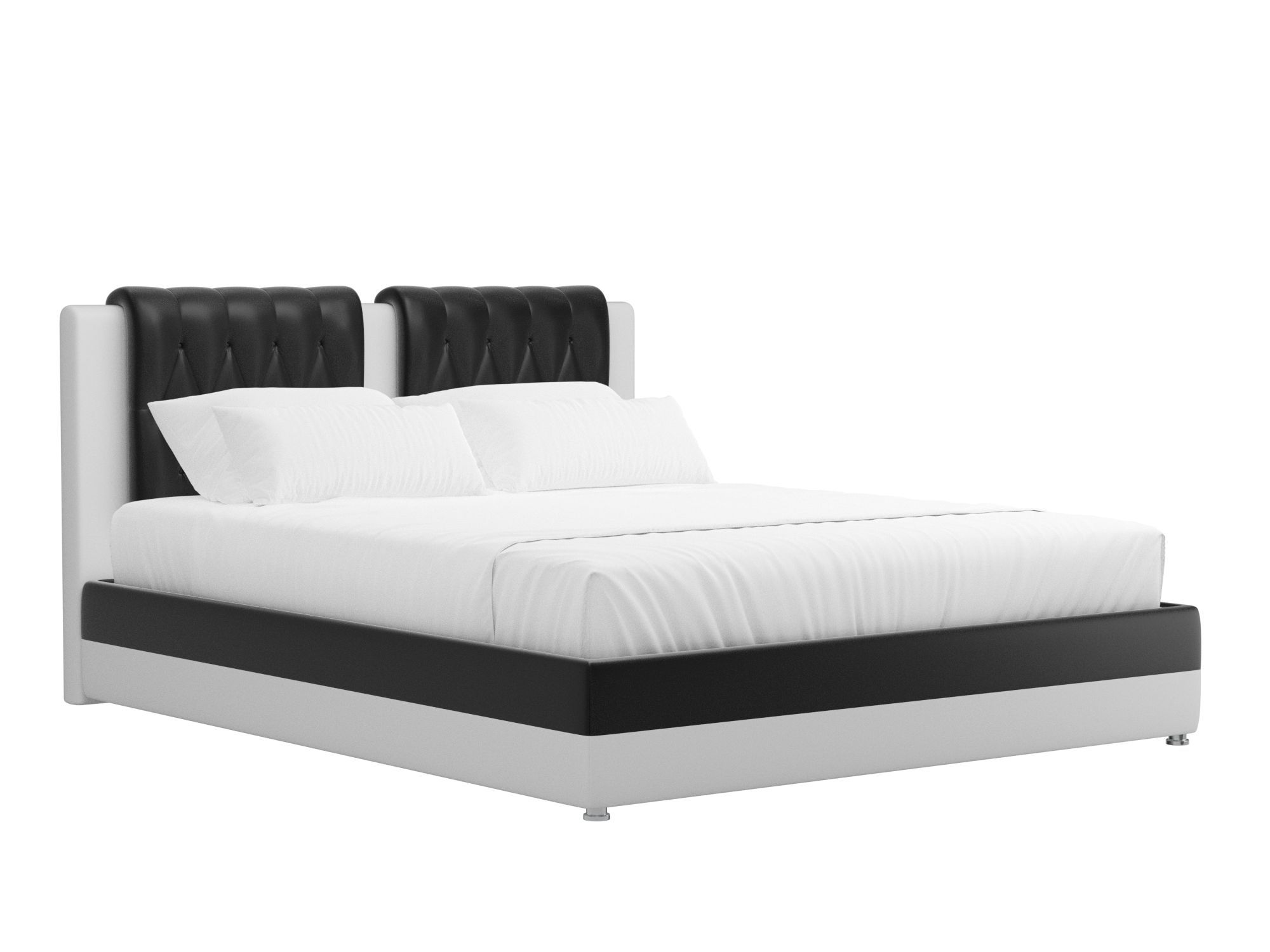 кровать камилла бежевый коричневый экокожа Кровать Камилла (160x200) Черный, Белый, ЛДСП