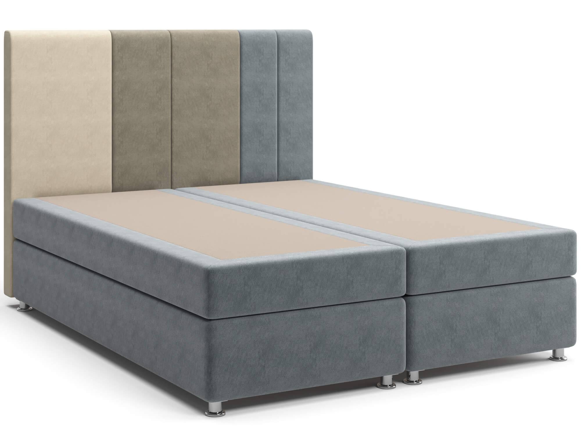 Кровать с матрасом и независимым пружинным блоком Скала (160х200) Box Spring Серый, Коричневый, Массив, ДСП