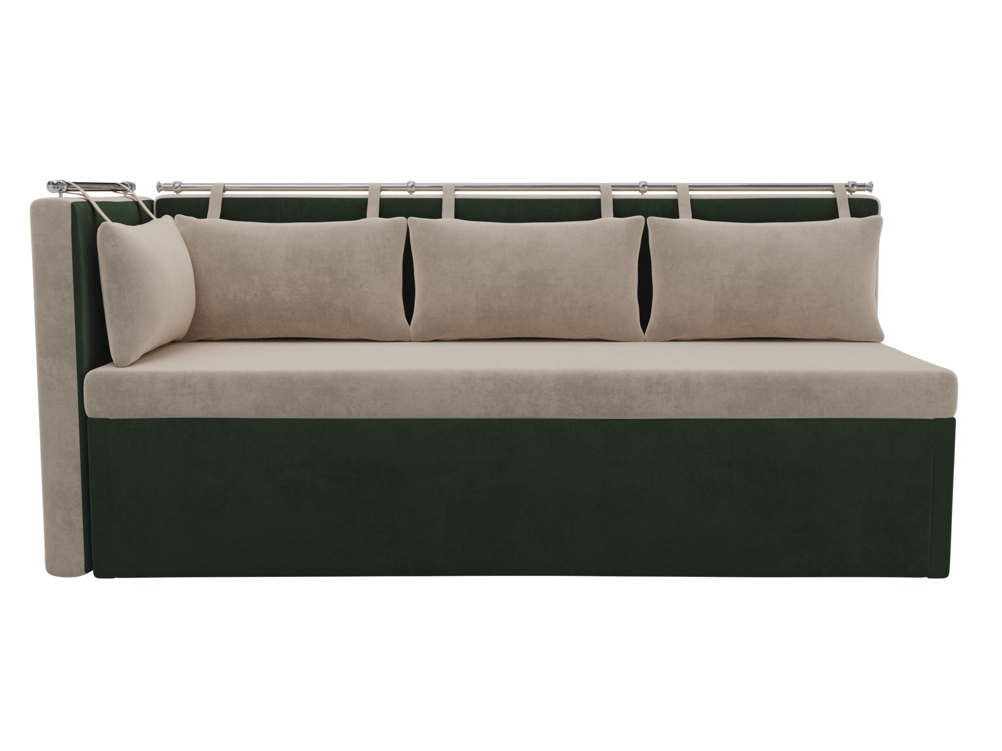 Кухонный диван Метро Левый Бежевый, Зеленый, ДСП, Брус кухонный диван кровать токио зеленый бежевый велюр