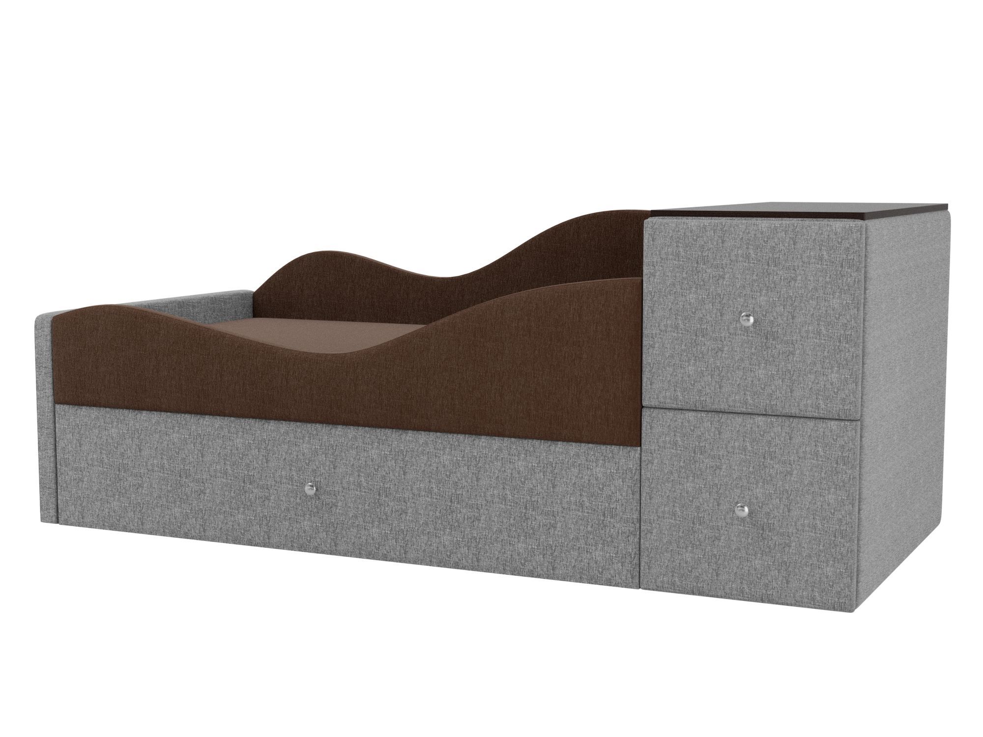 Детская кровать Дельта Левый угол Коричневый, Серый, ЛДСП детская кровать мебелико делюкс рогожка коричневый