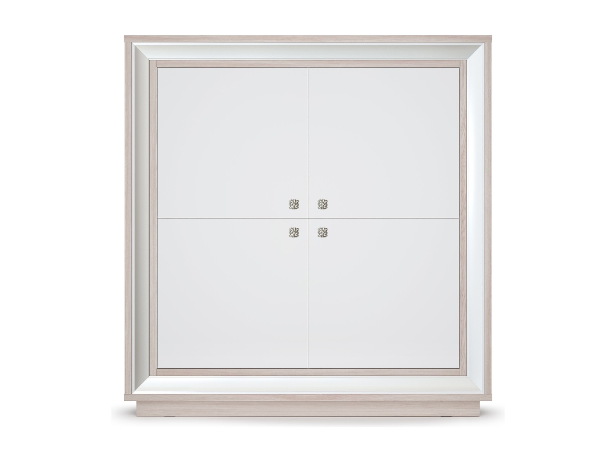 Шкаф 4-х дв. 1364 низкий Прато (Жемчуг, ясень светлый) ЛДСП шкаф низкий прато белый глянец белый бежевый лдсп
