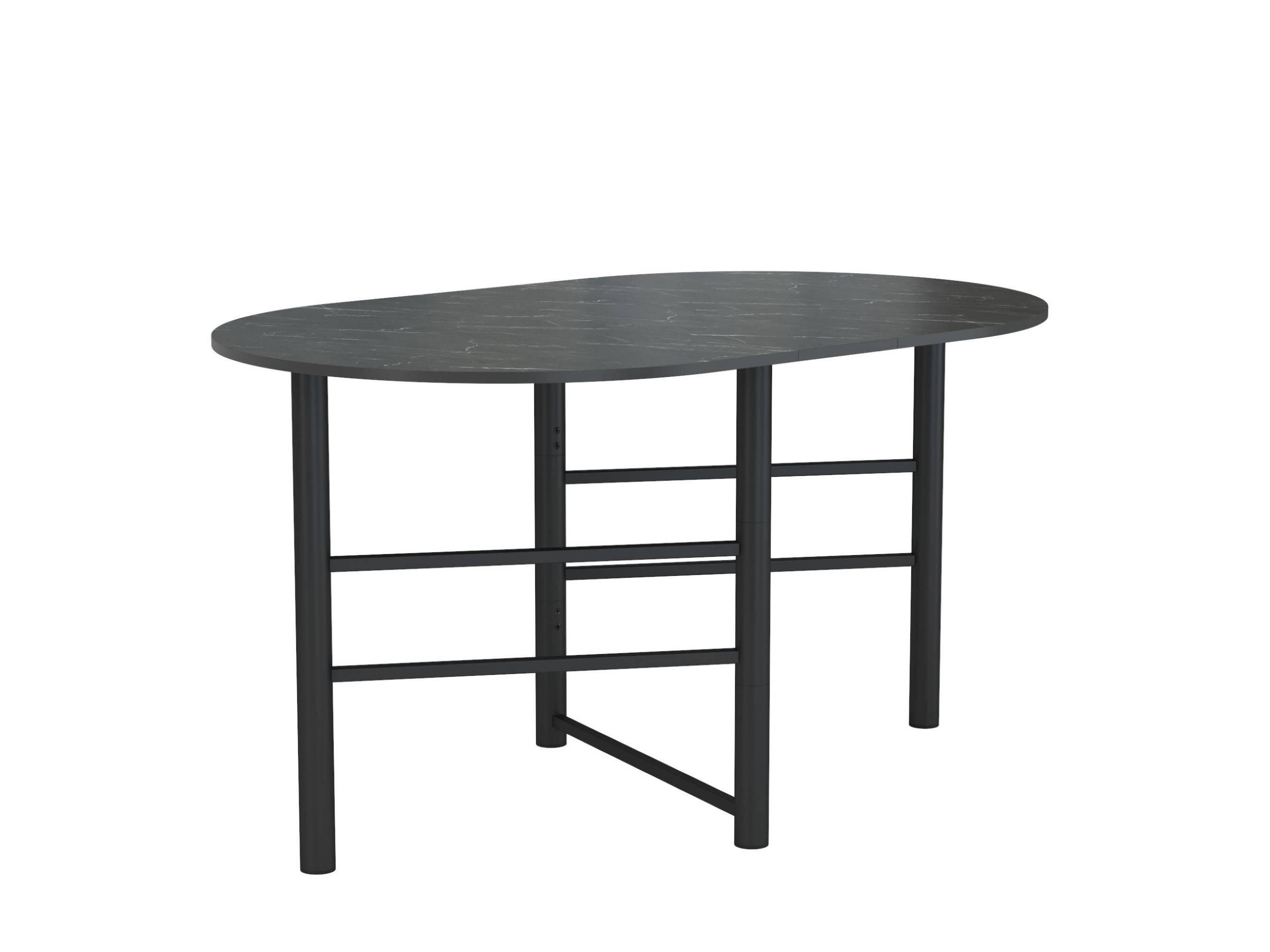 Стол 42.41 Октава (раскладной) (мрамор черный / металл черный) Черный, ЛДСП лауриц черный белый раскладной стол черный металл