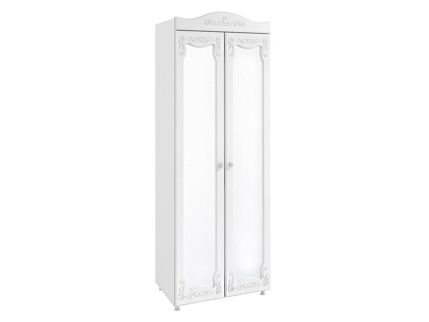 Шкаф 2-х дверный с зеркалами (гл.410) Италия ИТ-43 белое дерево Белое дерево, Белый, МДФ, ЛДСП