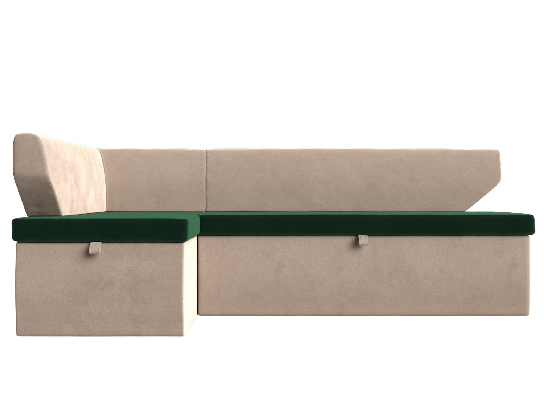 Кухонный угловой диван Омура Левый Зеленый, Бежевый, ЛДСП кухонный диван кровать токио зеленый бежевый велюр