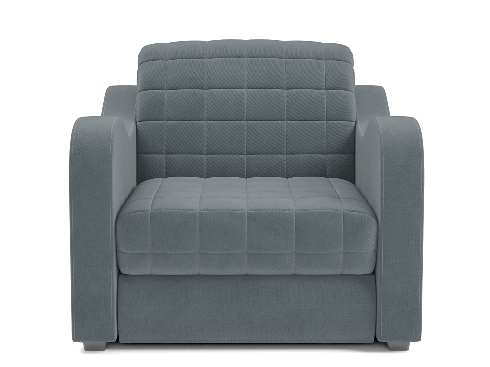 Кресло-кровать Барон №4 MebelVia Серый, Велюр, ДСП, Металл, Массив сосны