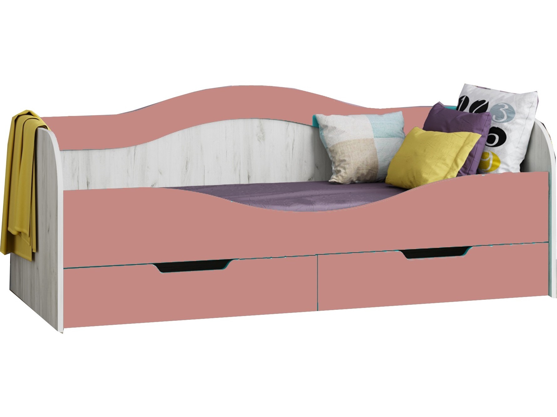 кровать минима 80х186 розовый бежевый мдф лдсп Юниор-15 МДФ Кровать №1 80х160 (Крафт белый, Розовый металлик) Розовый металлик, Белый, МДФ, ЛДСП
