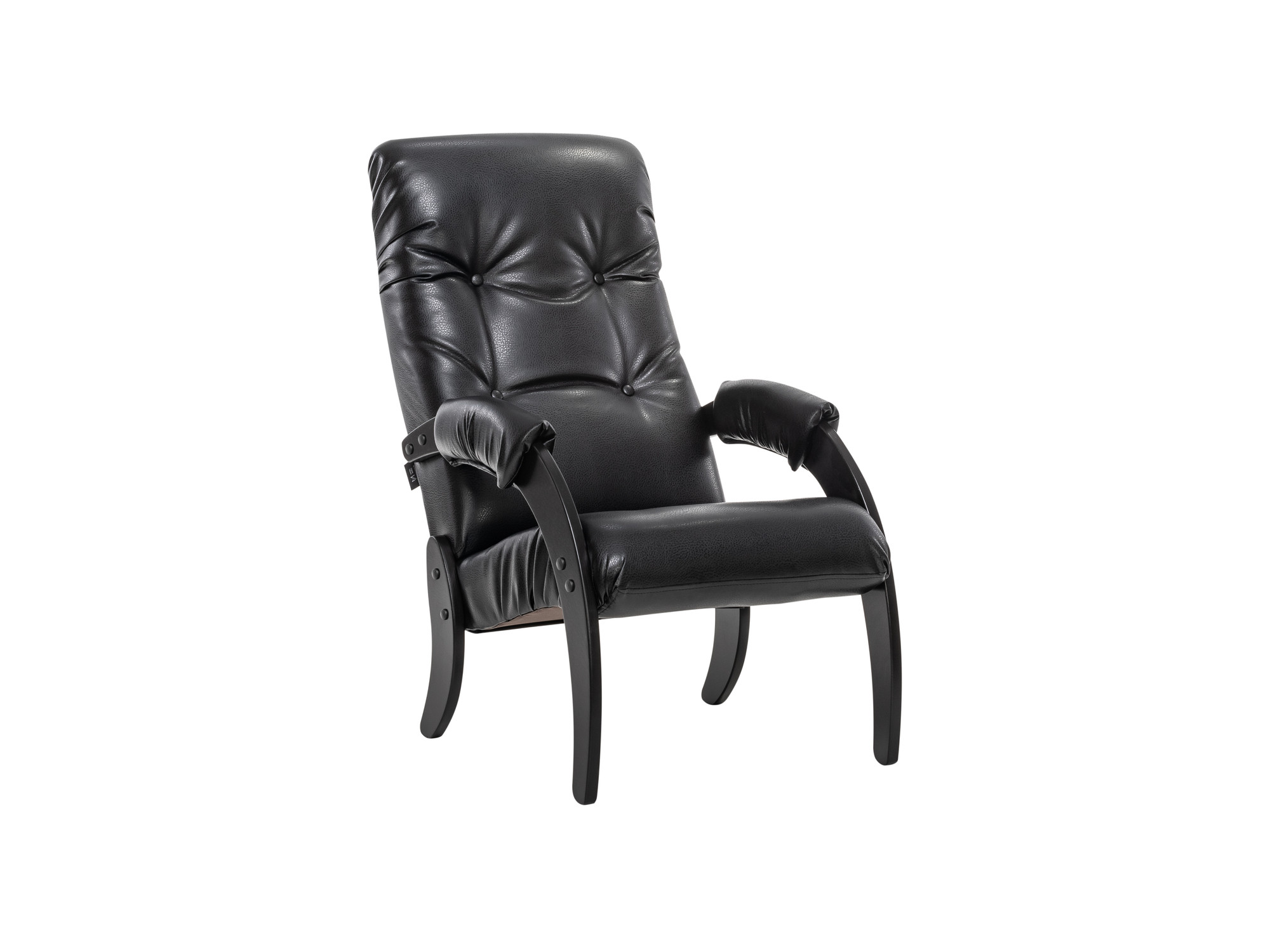 цена Кресло для отдыха Модель 61 Венге, к/з Vegas Lite Black MebelVia Vegas Lite Black, Экокожа, Шпон, Лак, Фанера