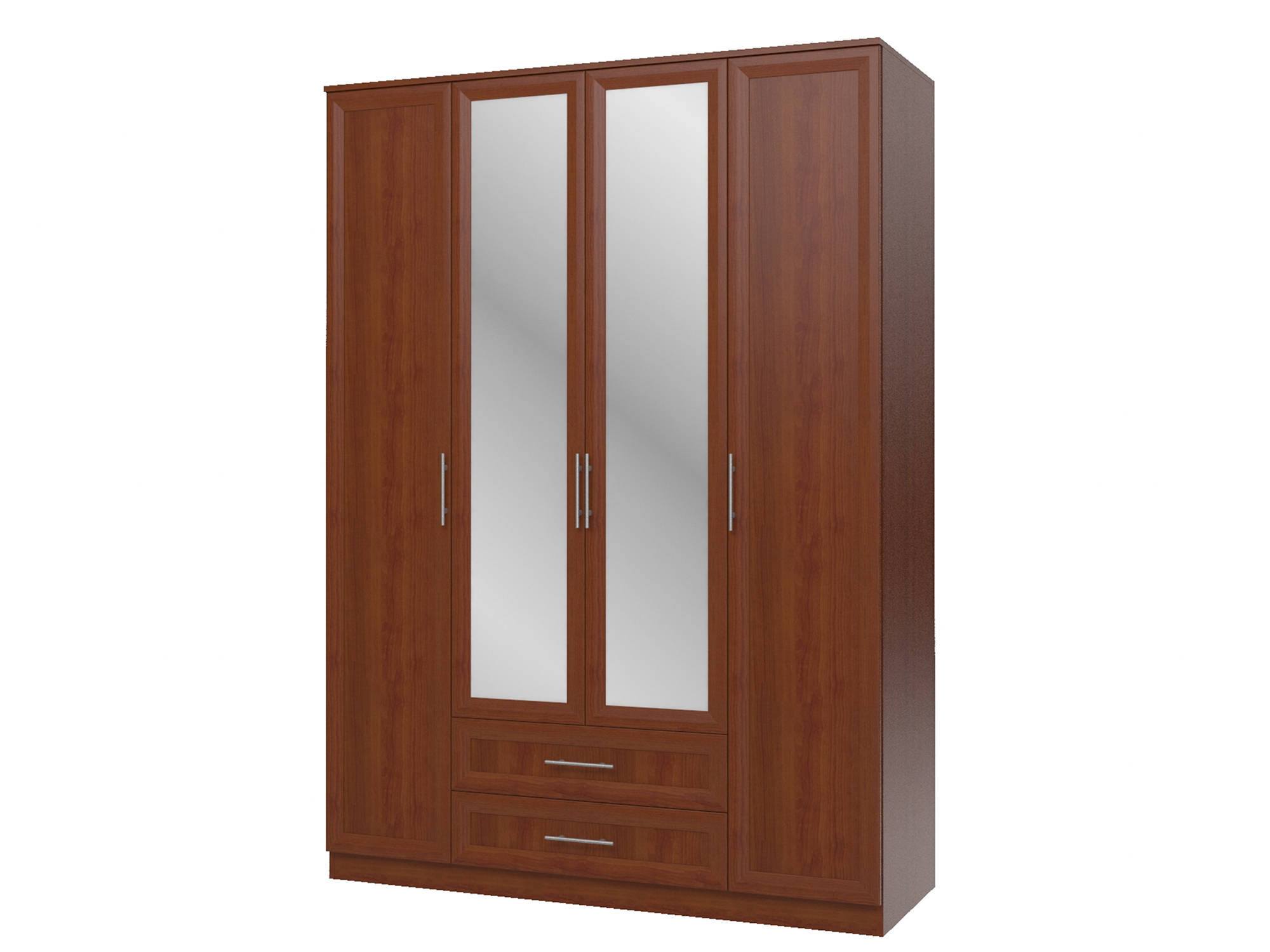Шкаф 4-х дверный с зеркалами Юлианна Вишня барселона, Коричневый, КДСП, Зеркало шкаф 4х дверный с зеркалами николь сб 2595 1 белый
