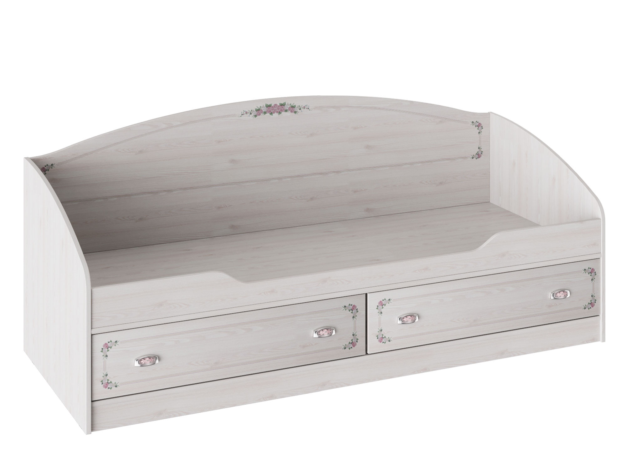 цена Кровать с 2 ящиками Ариэль (80х200) Лиственница сибиу с рисунком, Белый, ЛДСП