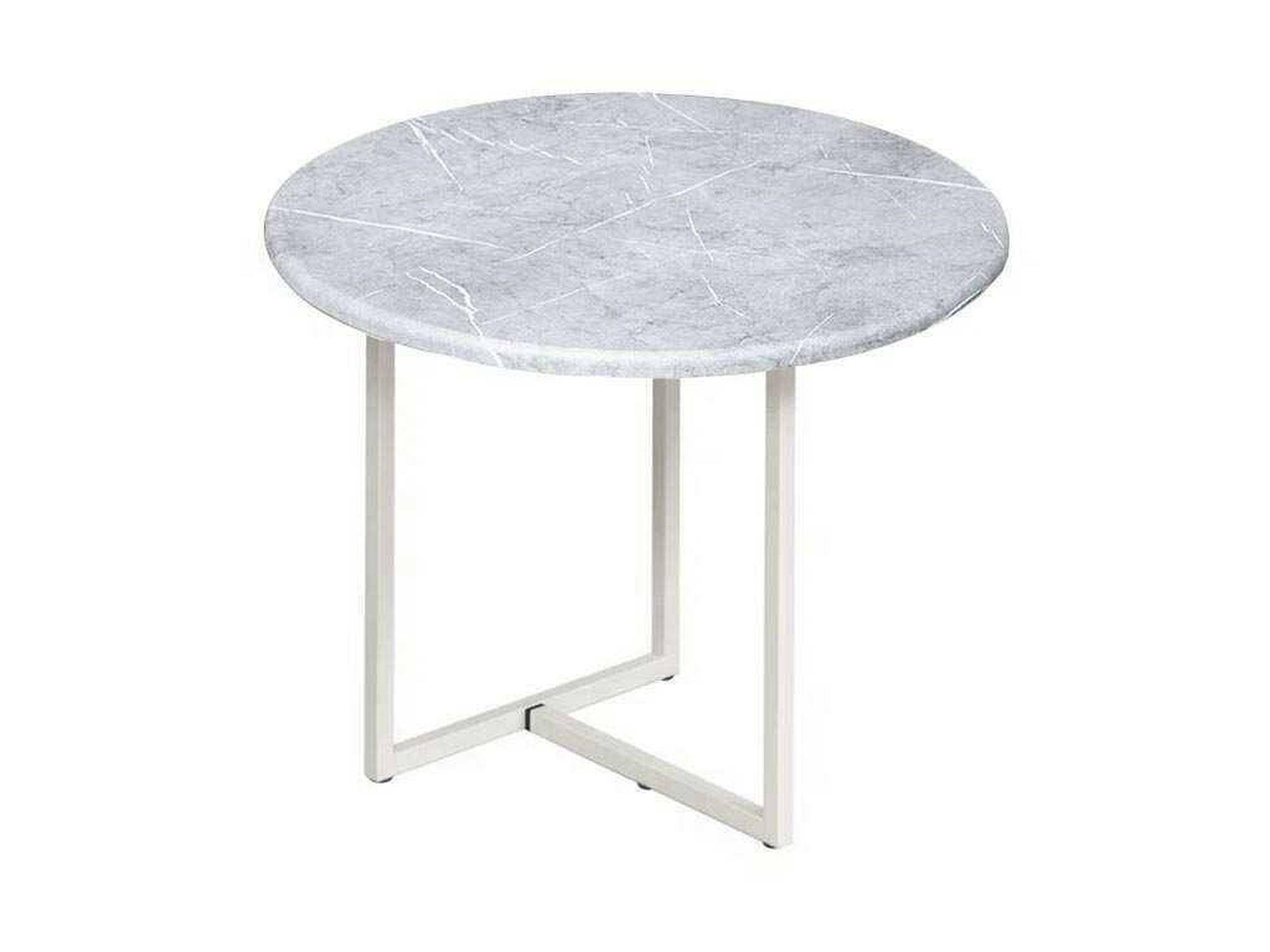 Скарлетт стол кофейный круглый белый мрамор/белый Белый, Металл стол кофейный clio корбридж черный металл