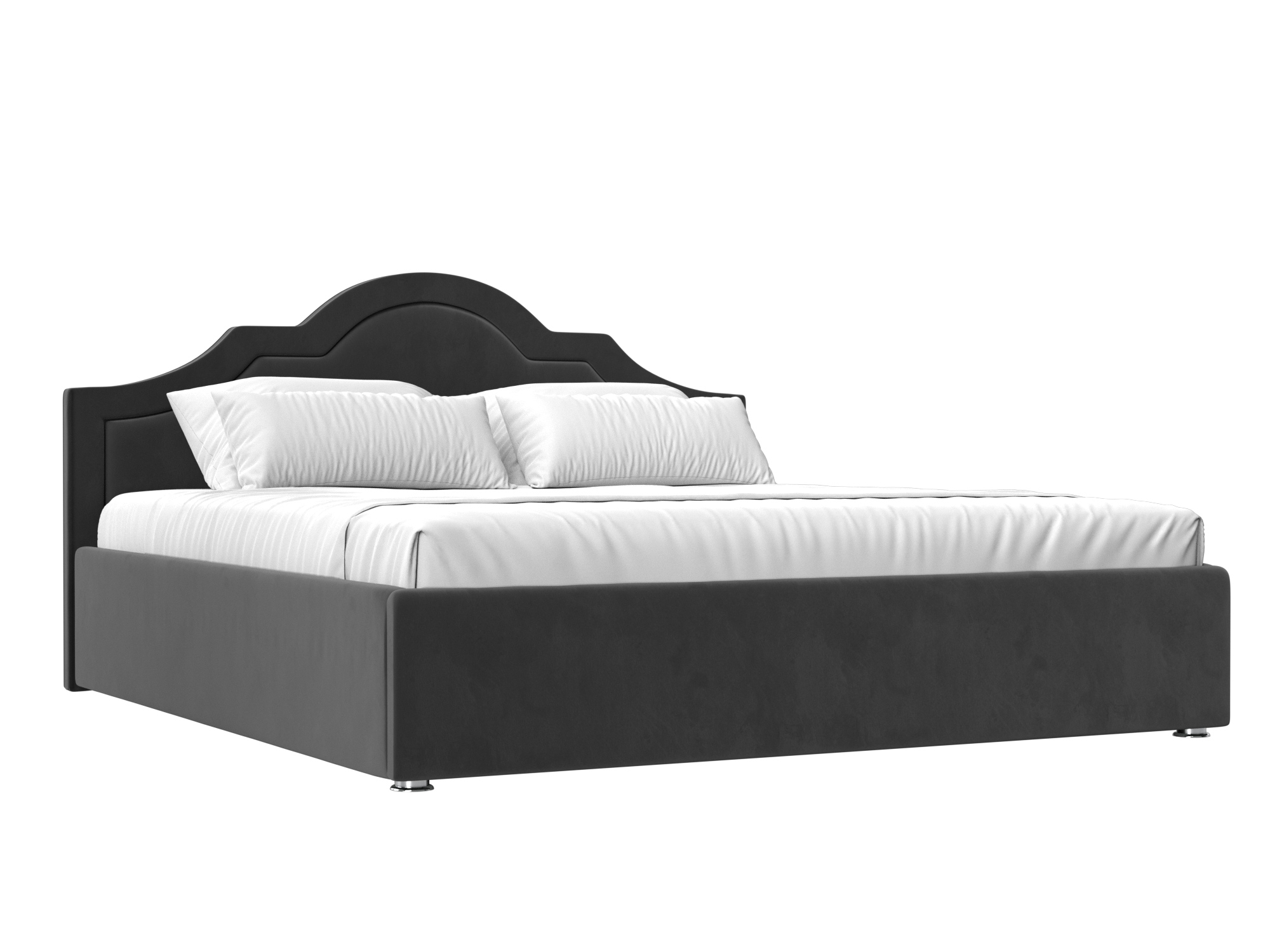 Кровать Афина (160х200) Серый, ЛДСП кровать афина 160 фиолетовый велюр